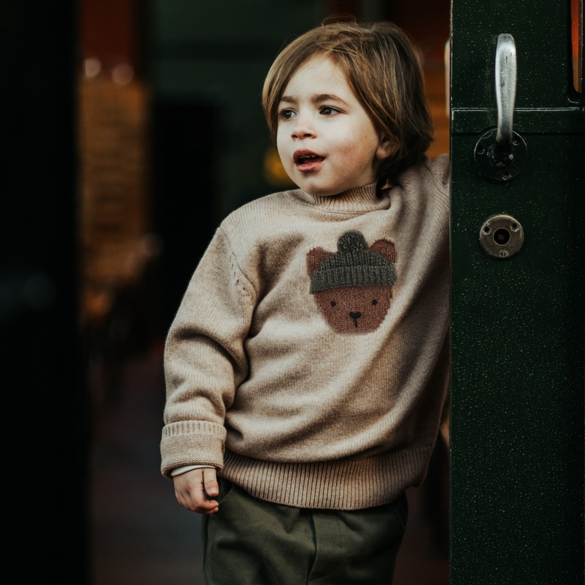 donsje denn merino wool sweater bear - biscotti melange