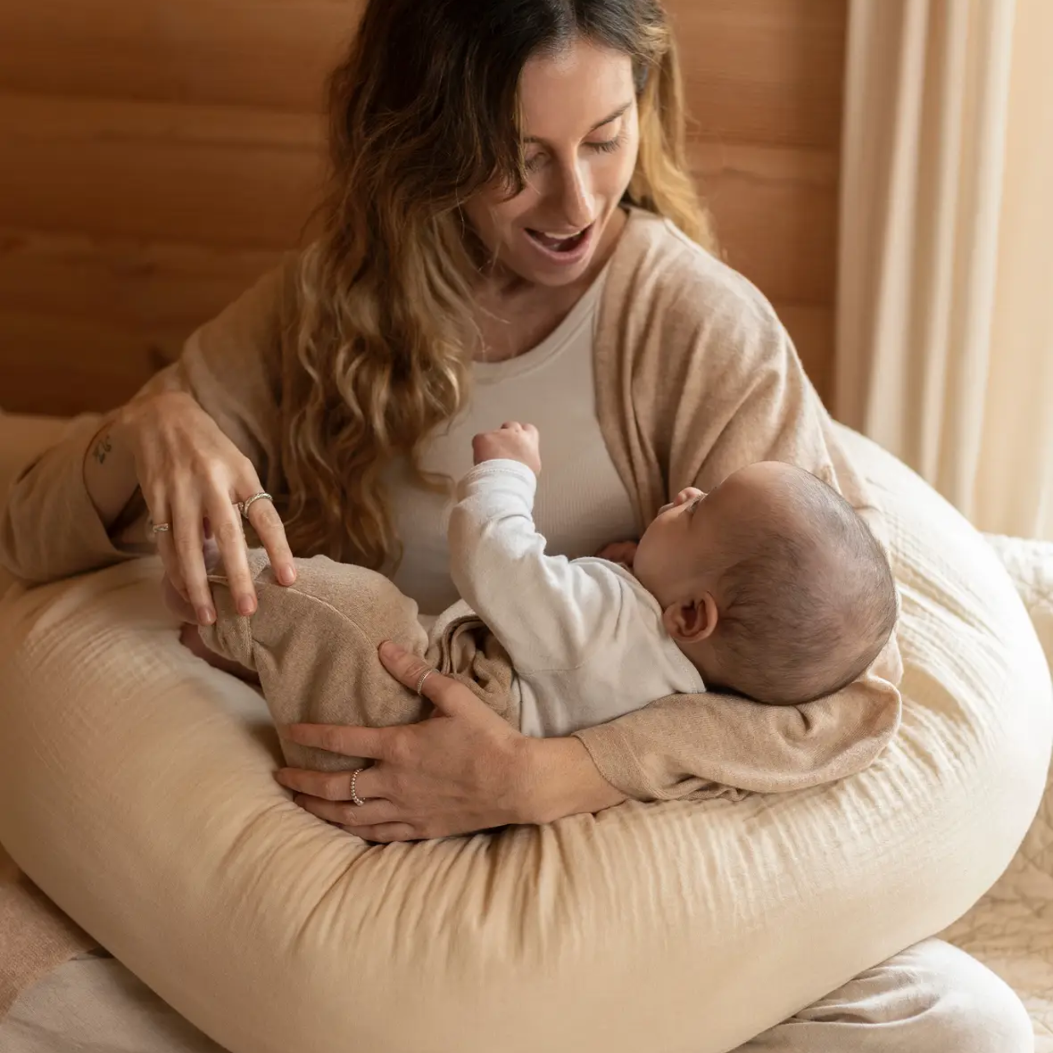 nobodinoz maternity pillow in washed double muslin wabi-sabi