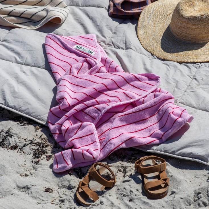 Bongusta Naram Baby Towel, baby pink & ski patrol red