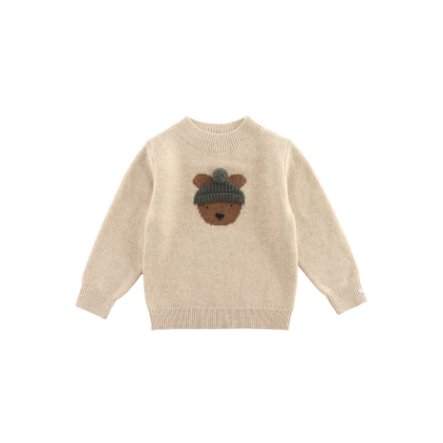 Donsje Denn Merino Wool Sweater Bear - Biscotti Melange