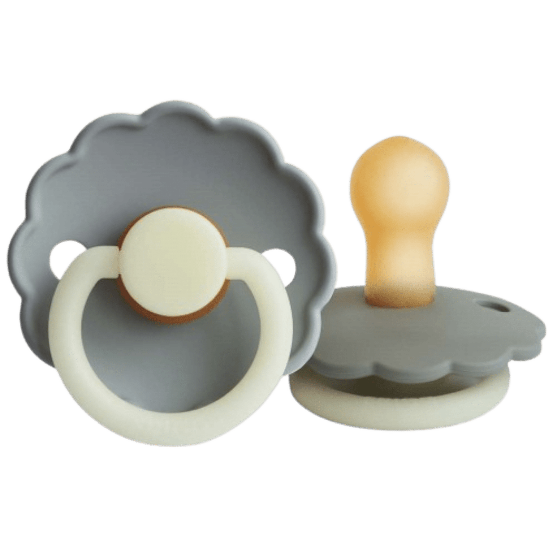 Frigg - Dummies, Pacifiers & Pacifiers Clips - 2 - Pack Daisy Night Latex - French Gray/Portobello - Tummy Time
