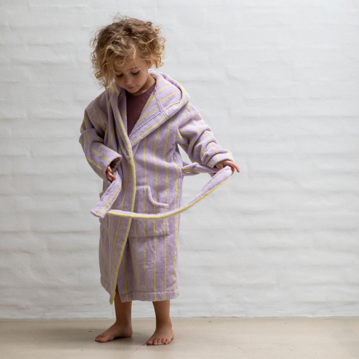 Bongusta Naram Kids Bathrobe, lilac & neon yellow