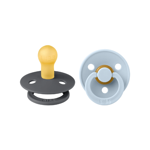 Bibs® 2-Pack Round Pacifiers - Iron Baby Blue