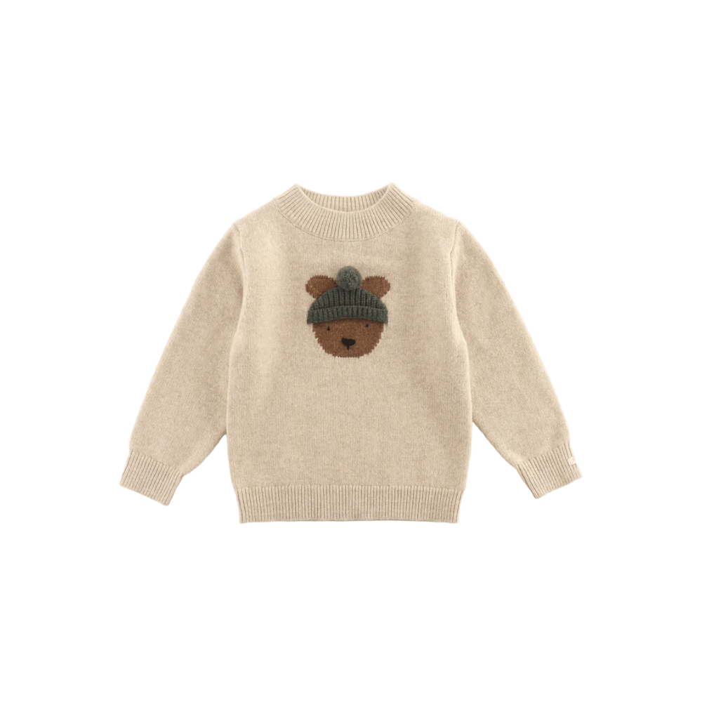 Donsje Denn Merino Wool Sweater Bear - Biscotti Melange