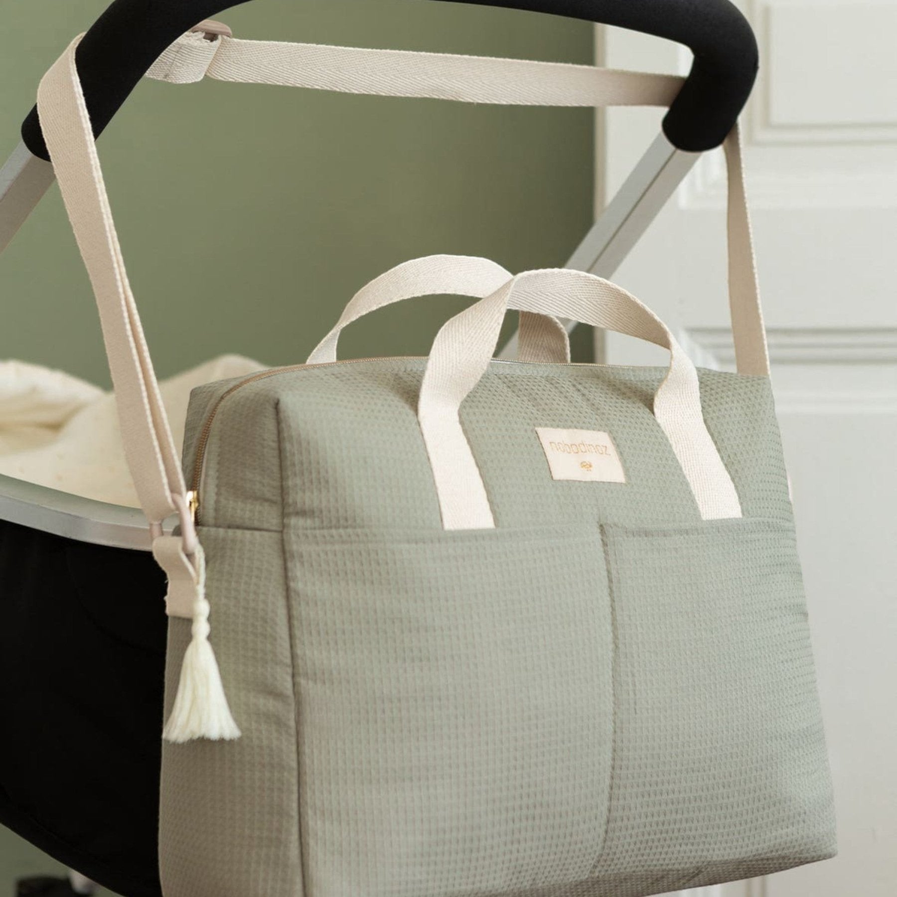 Nobodinoz - Nursery & Diaper Bags - Gala Waterproof Changing Bag - Laurel Green - Tummy Time