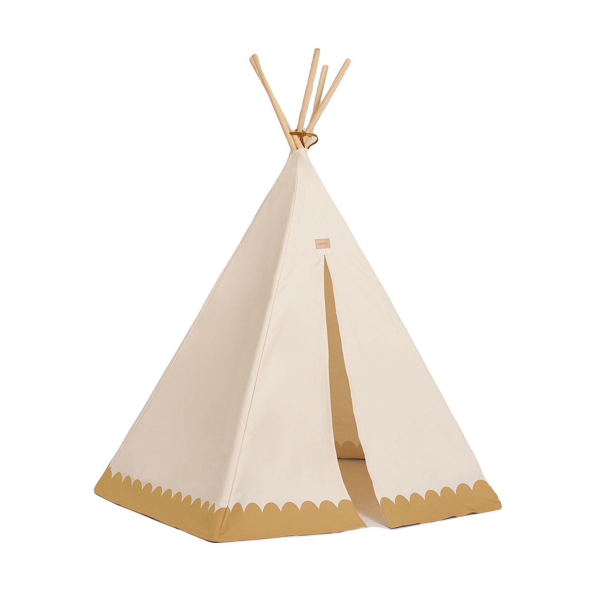 Nobodinoz Tipi Arizona Vibes - ocre, tipi vu de face avec l’entrée ouverte