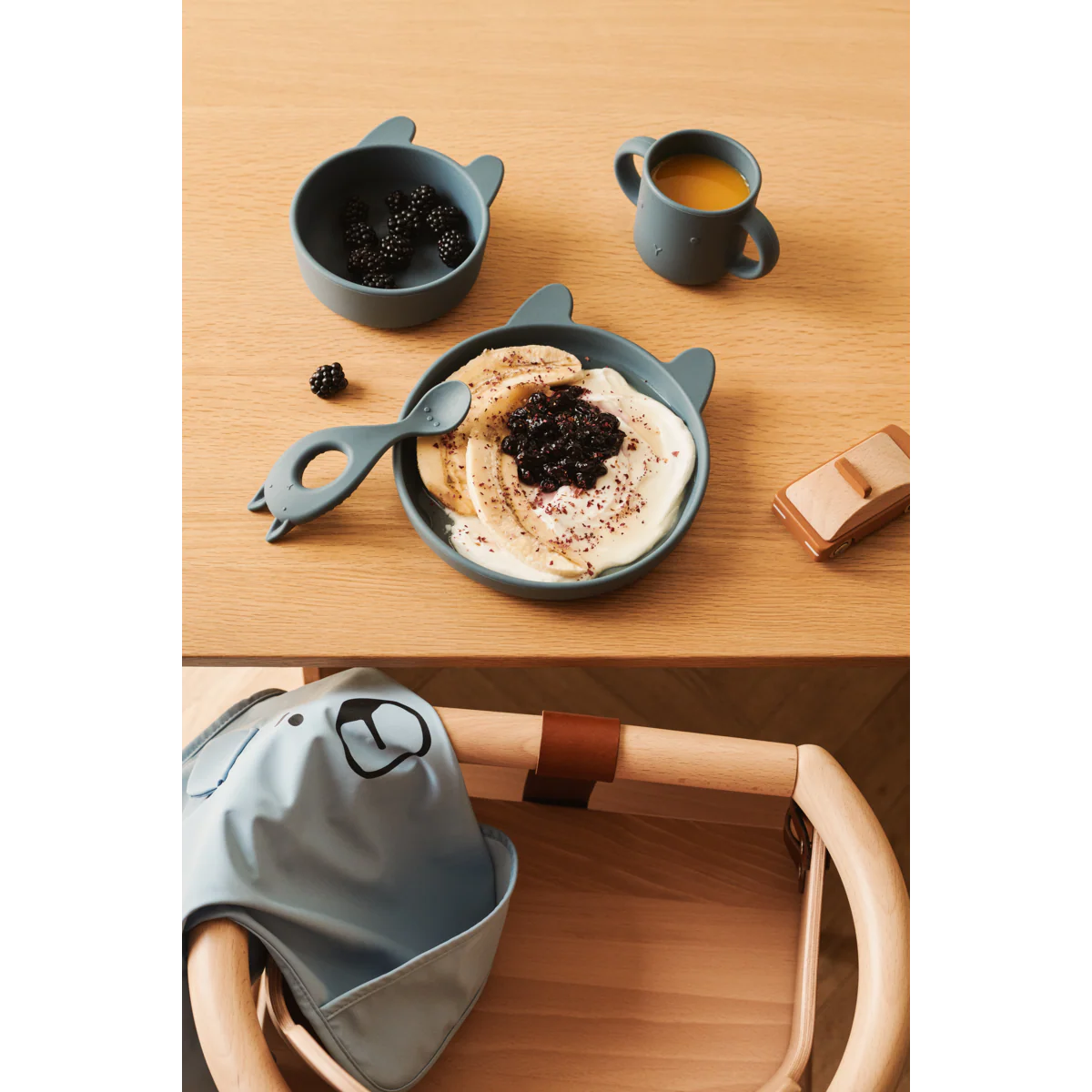 4-Pack Vivi Silicone Tableware - Rabbit Whale Blue