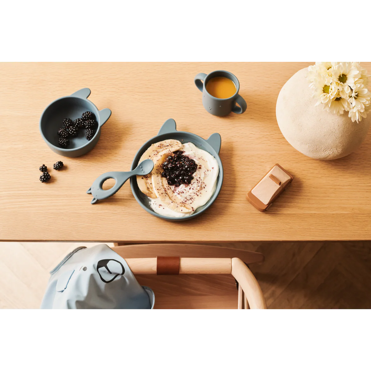 4-Pack Vivi Silicone Tableware - Rabbit Whale Blue