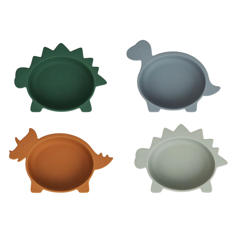 4-Pack Iggy Silicone Bowls - Dino Blue Multi Mix