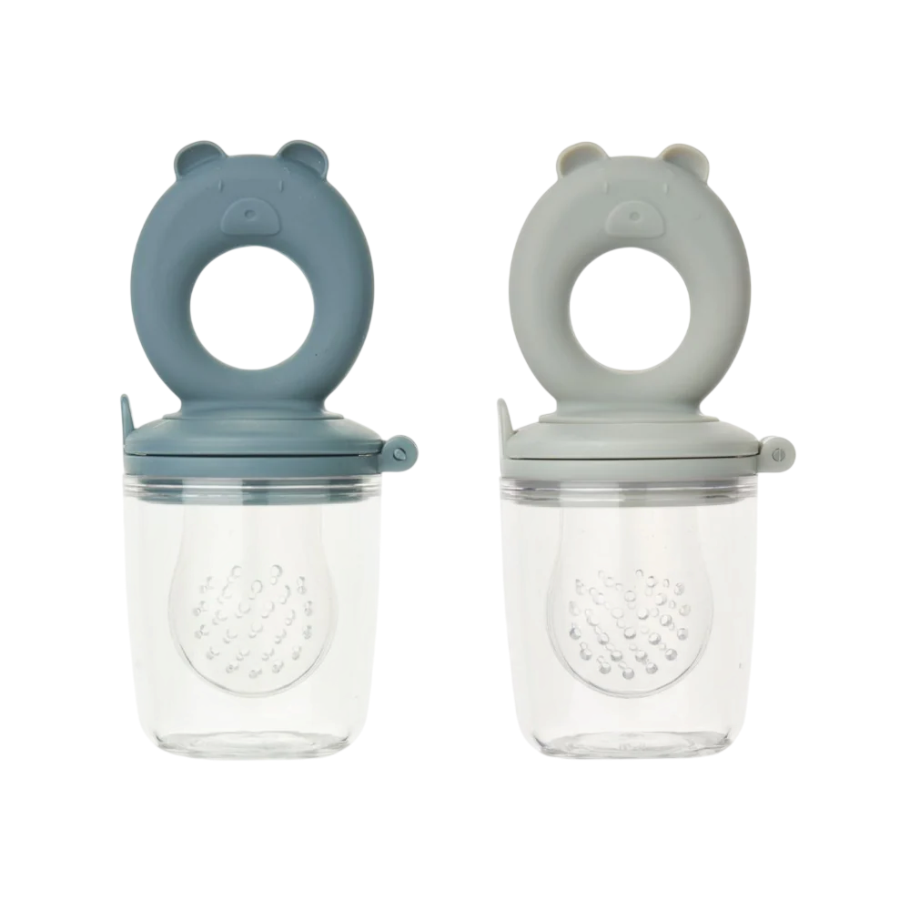 2-Pack Miranda Bear Shape Food Feeder - Whale blue / Dove blue