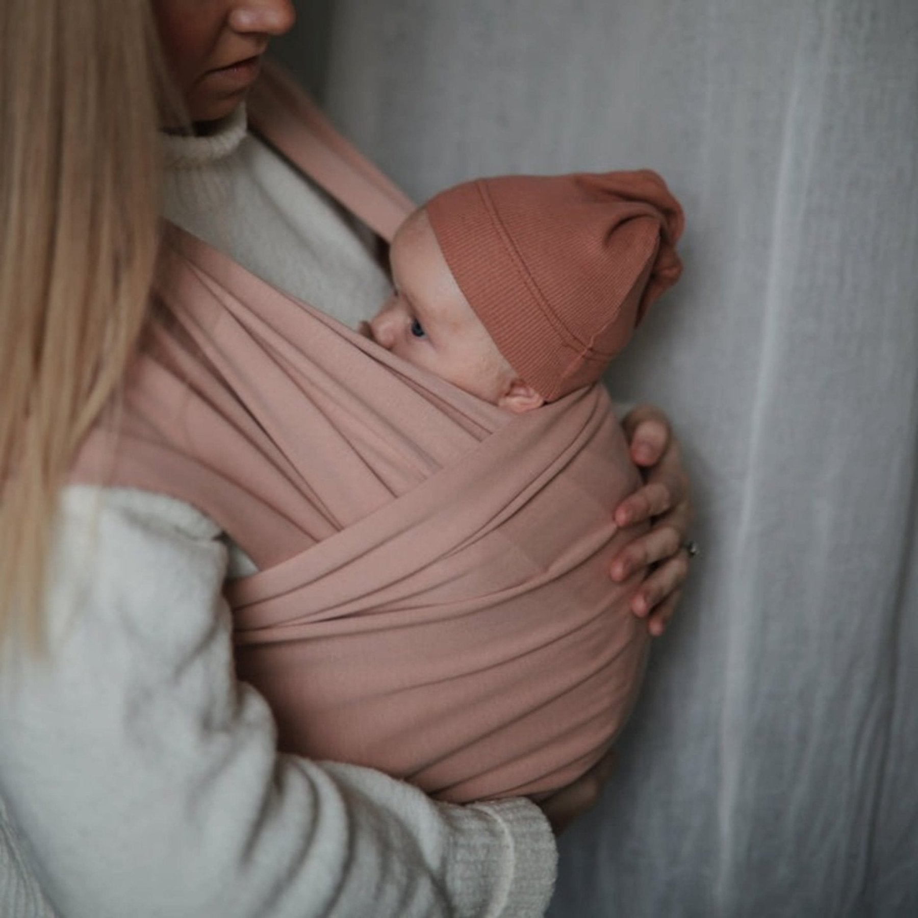 Mushie - Strollers & Baby Carriers - Baby Carrier Wrap - Blush - Tummy Time
