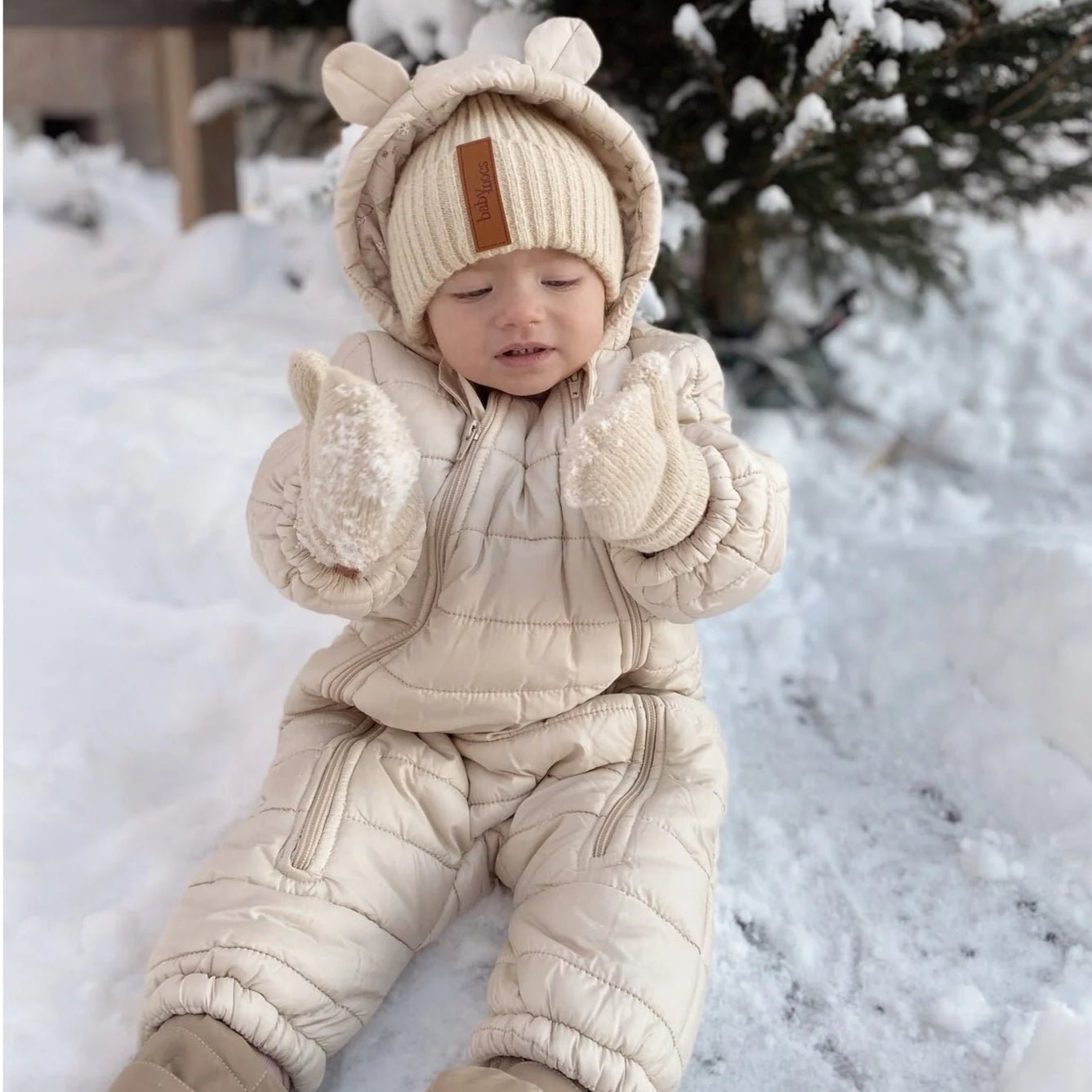 BabyMocs - Mittens, Gloves & Scarves - Mittens - Beige - Tummy Time
