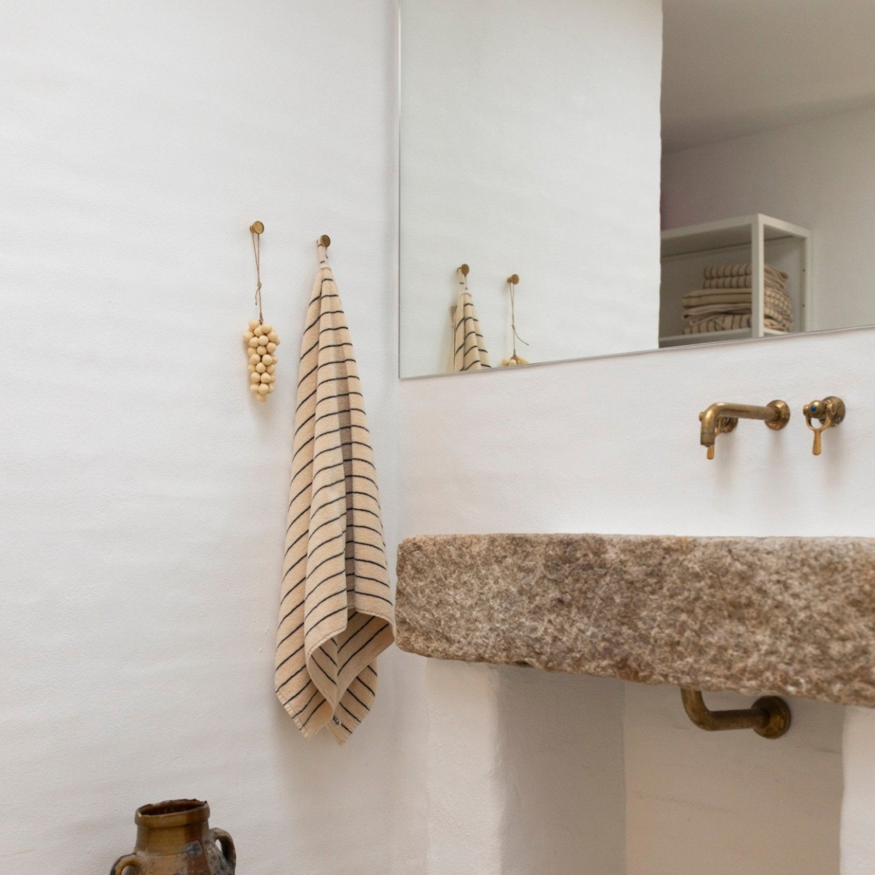 Bongusta - Towels & Washcloths - Naram Bath Towels - Crème & ink - Tummy Time