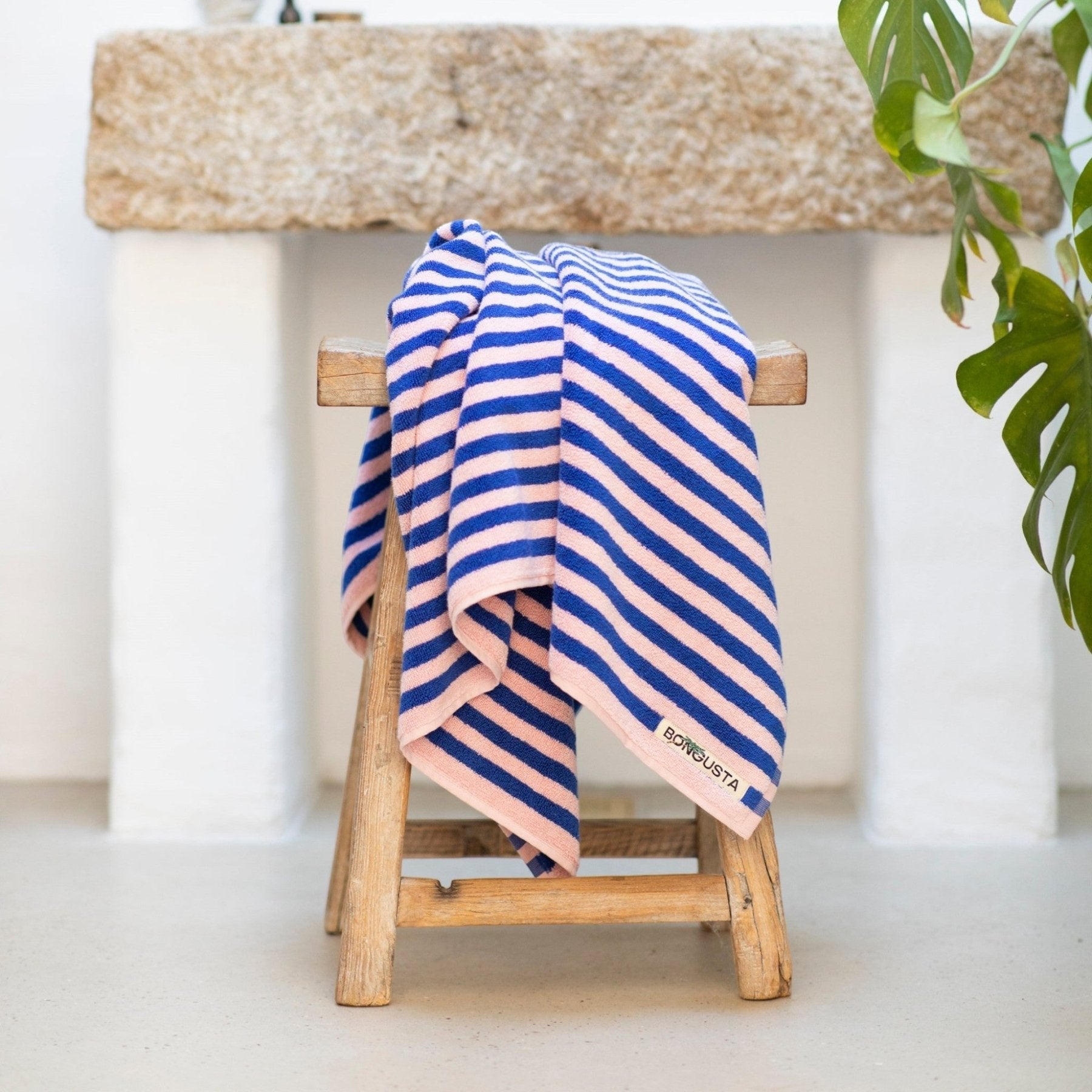 Bongusta - Towels & Washcloths - Naram Bath Towels - Dazzling Blue & Rose - Tummy Time