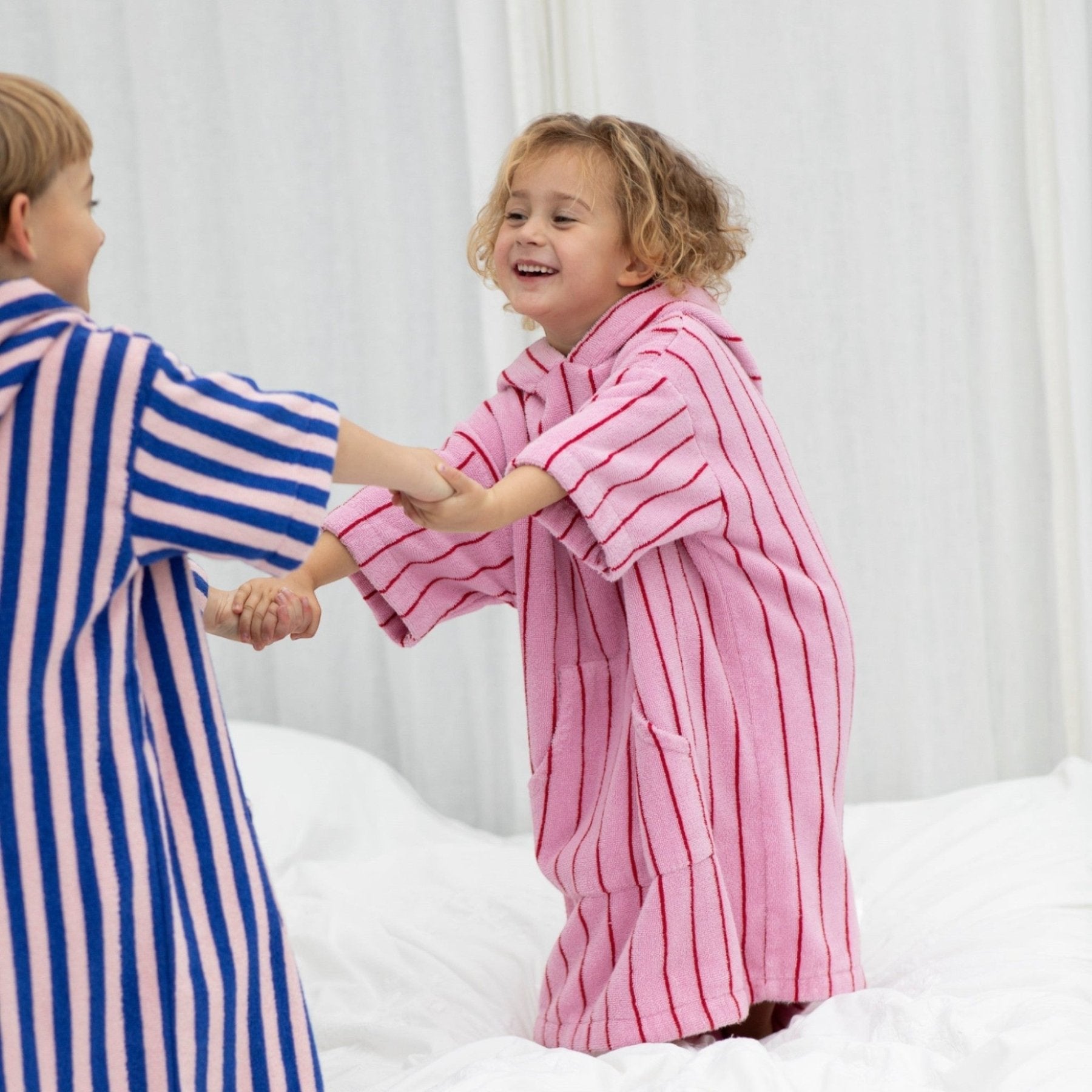 Bongusta - Towels & Washcloths - Naram Kids Poncho - Dazzling Blue & Rose - Tummy Time