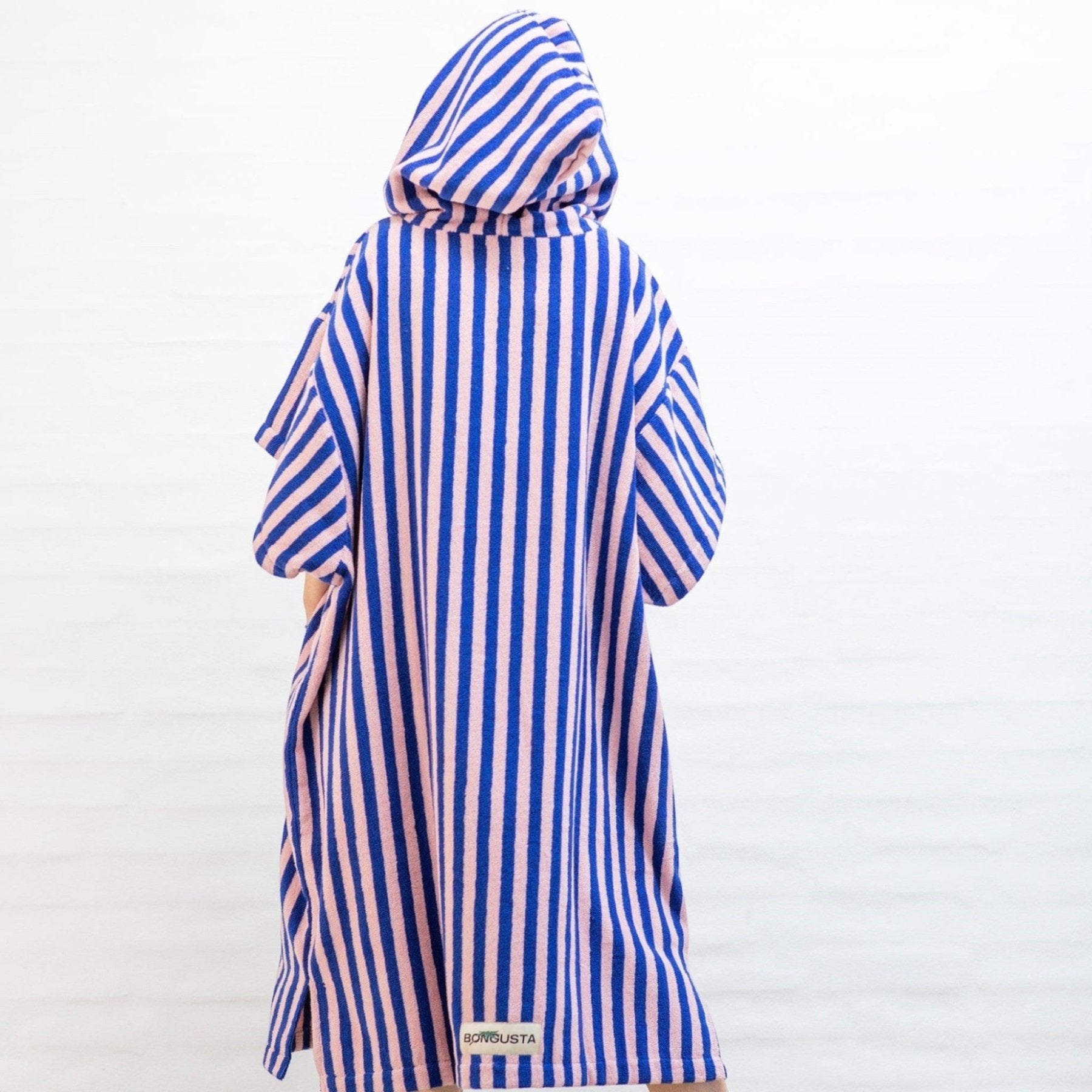 Bongusta - Towels & Washcloths - Naram Poncho - Dazzling Blue & Rose - Tummy Time