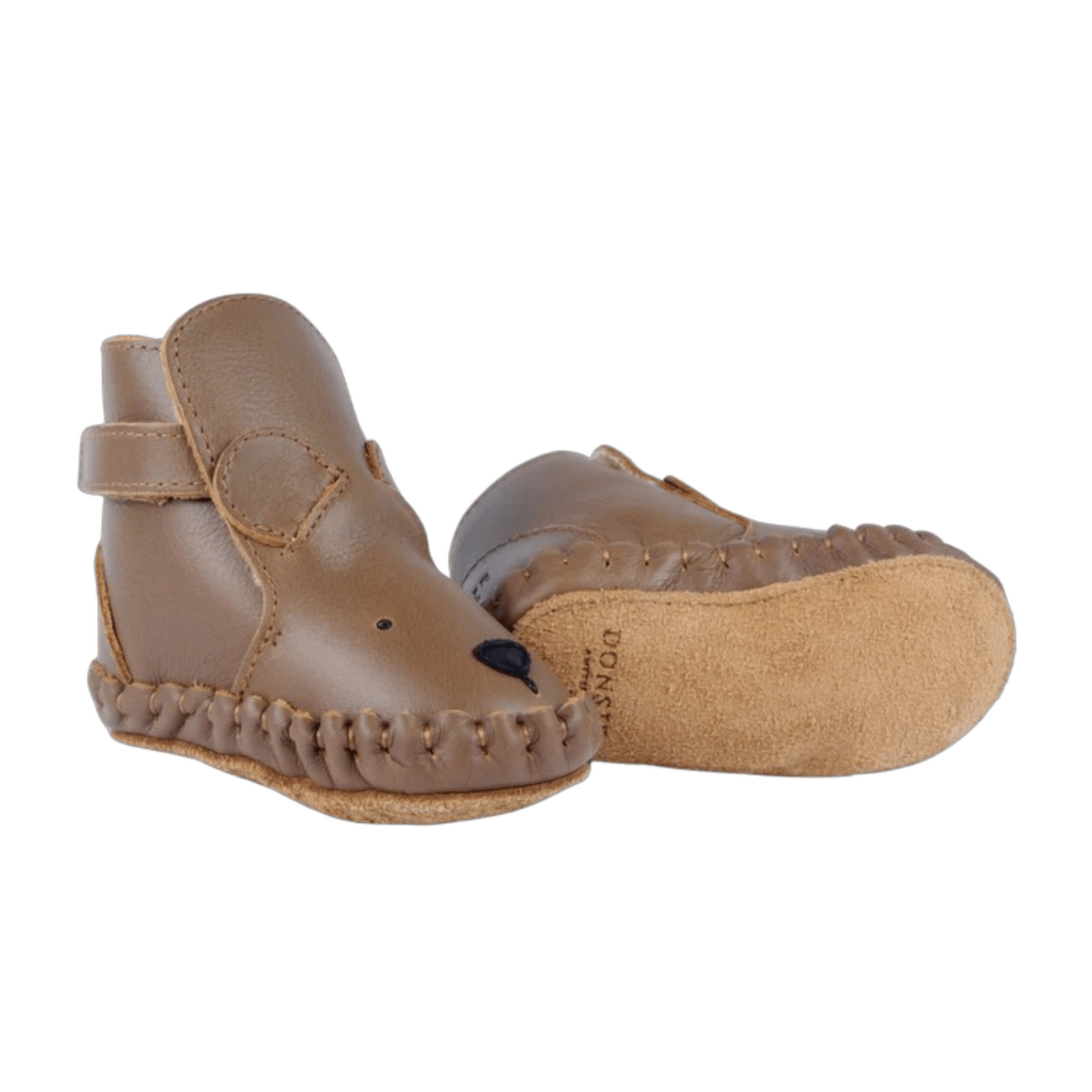 Donsje - Baby Footwear - Kapi Classic Booties Bear - Cognac Classic Leather - Tummy Time