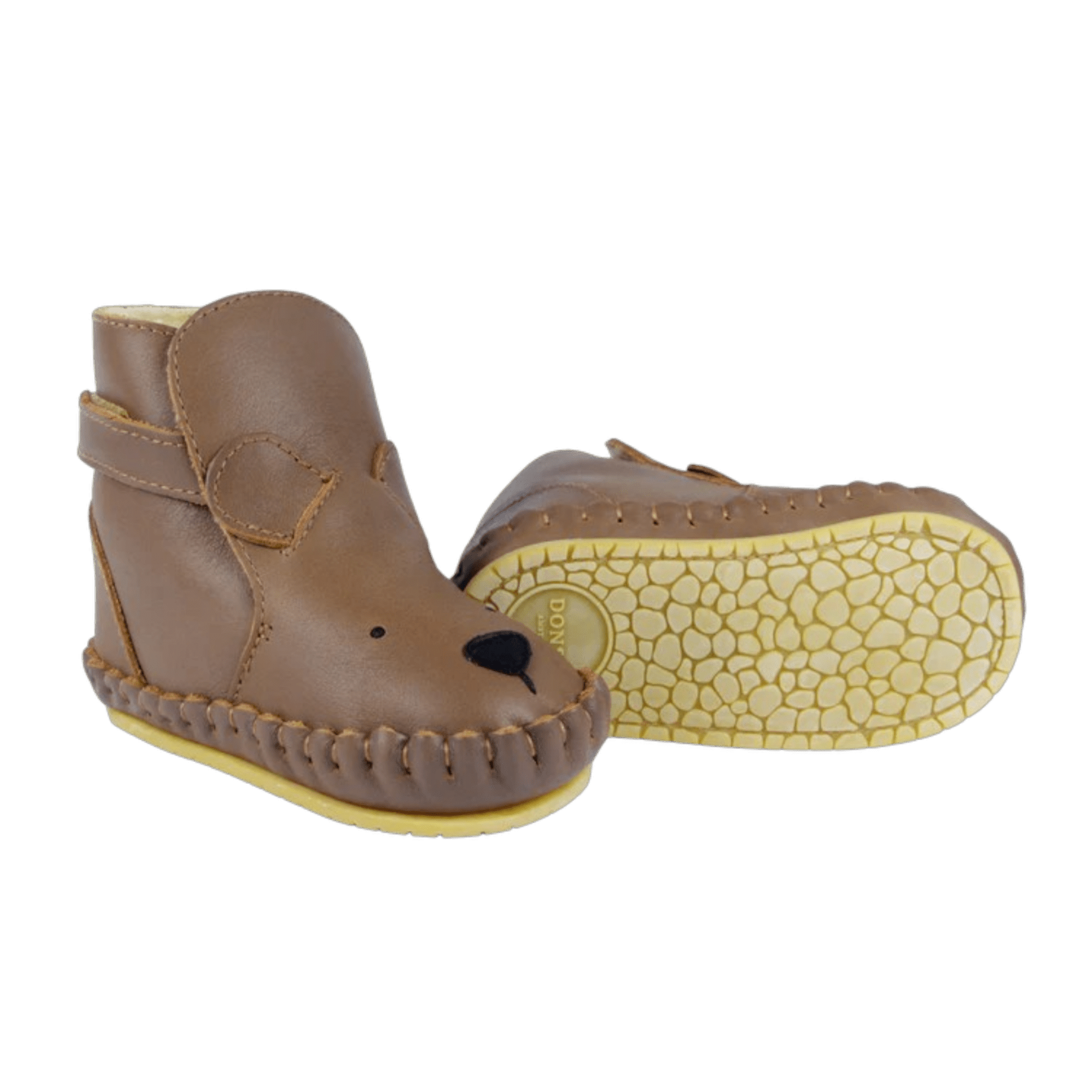Donsje - Baby Footwear - Kapi Classic Booties Bear - Cognac Classic Leather - Tummy Time