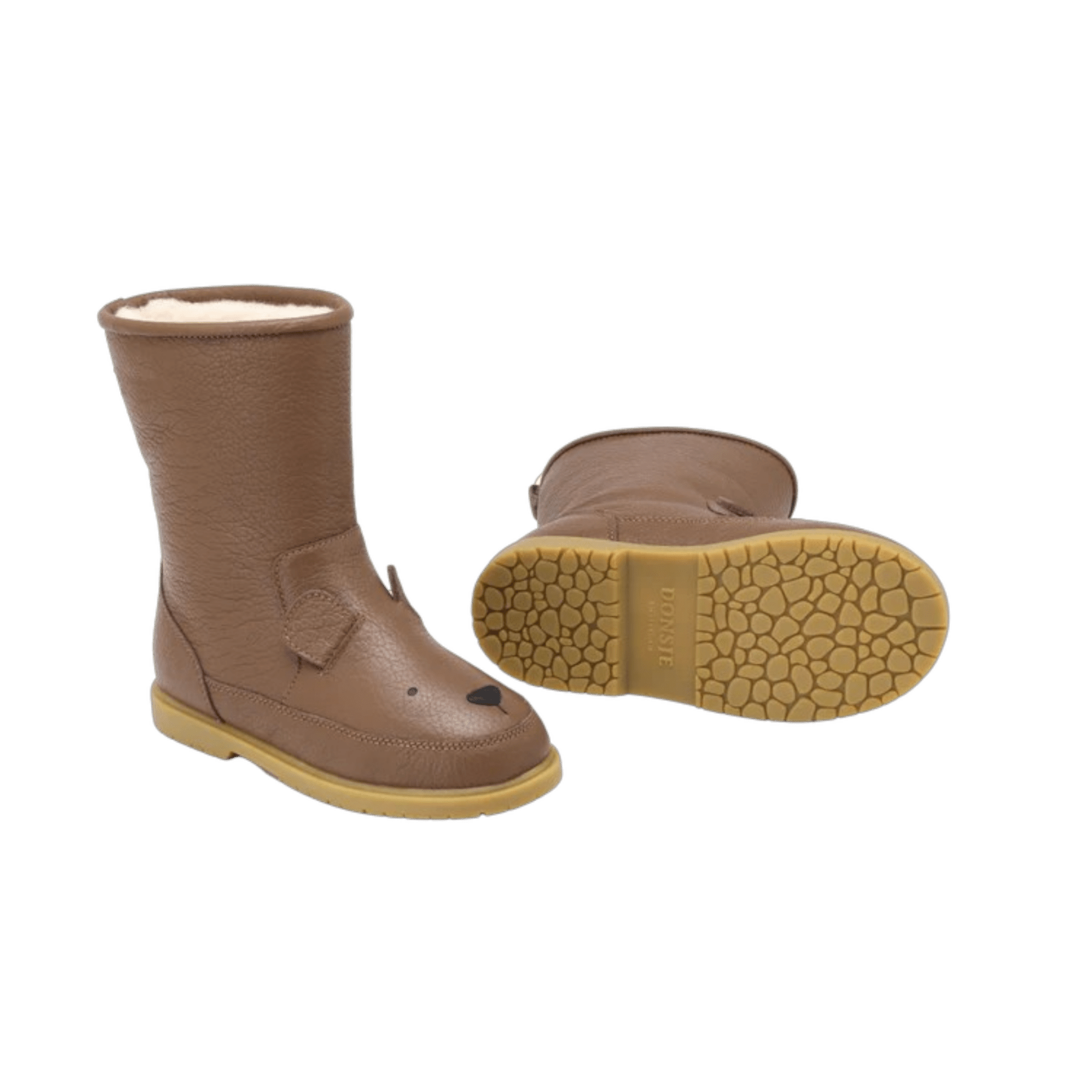 Donsje - Baby Footwear - Wadudu Classic Boots Bear - Cognac Leather - Tummy Time