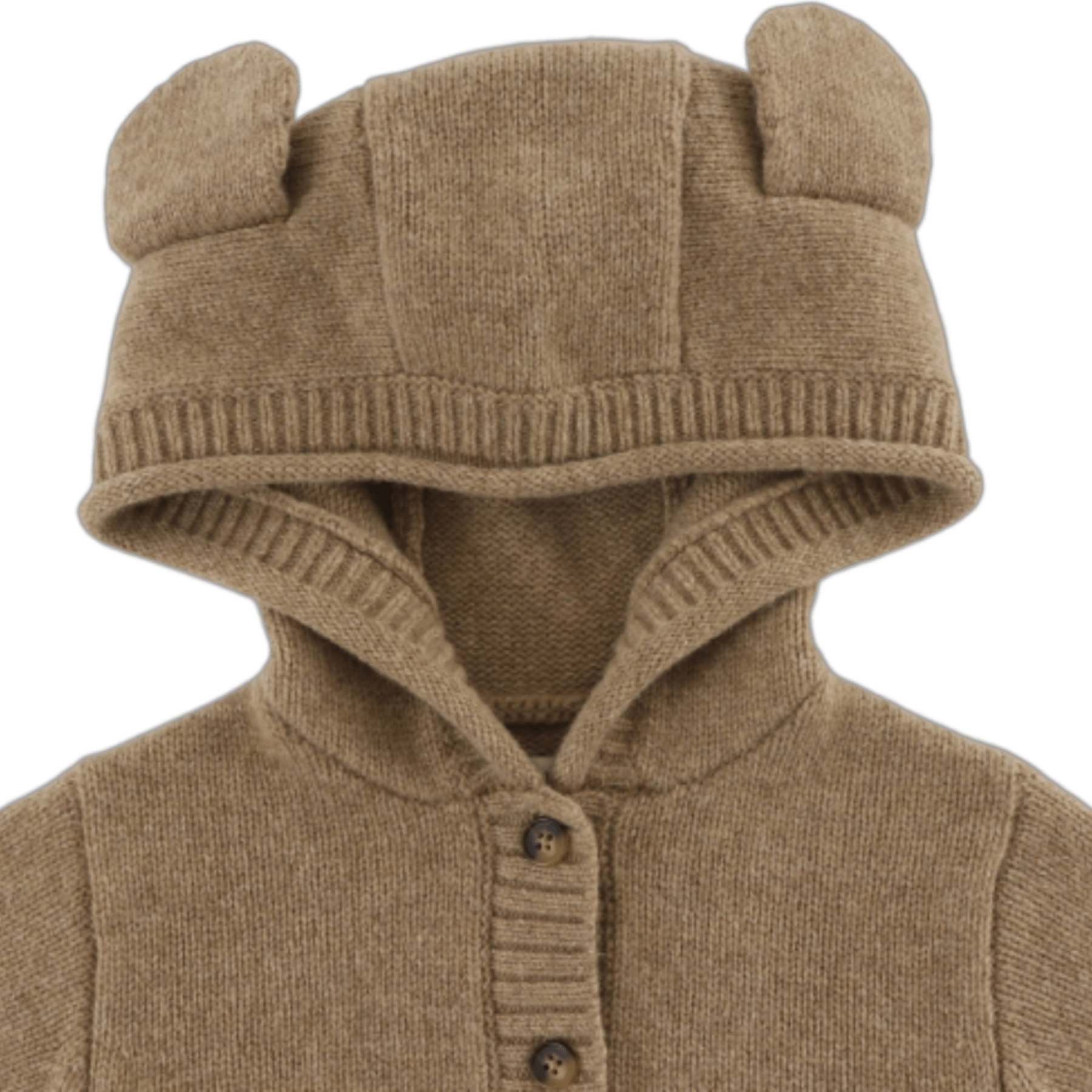 Donsje - Baby Sweaters & Cardigans - Brittan Merino Wool Cardigan Bear - Milk Chocolate Melange - Tummy Time