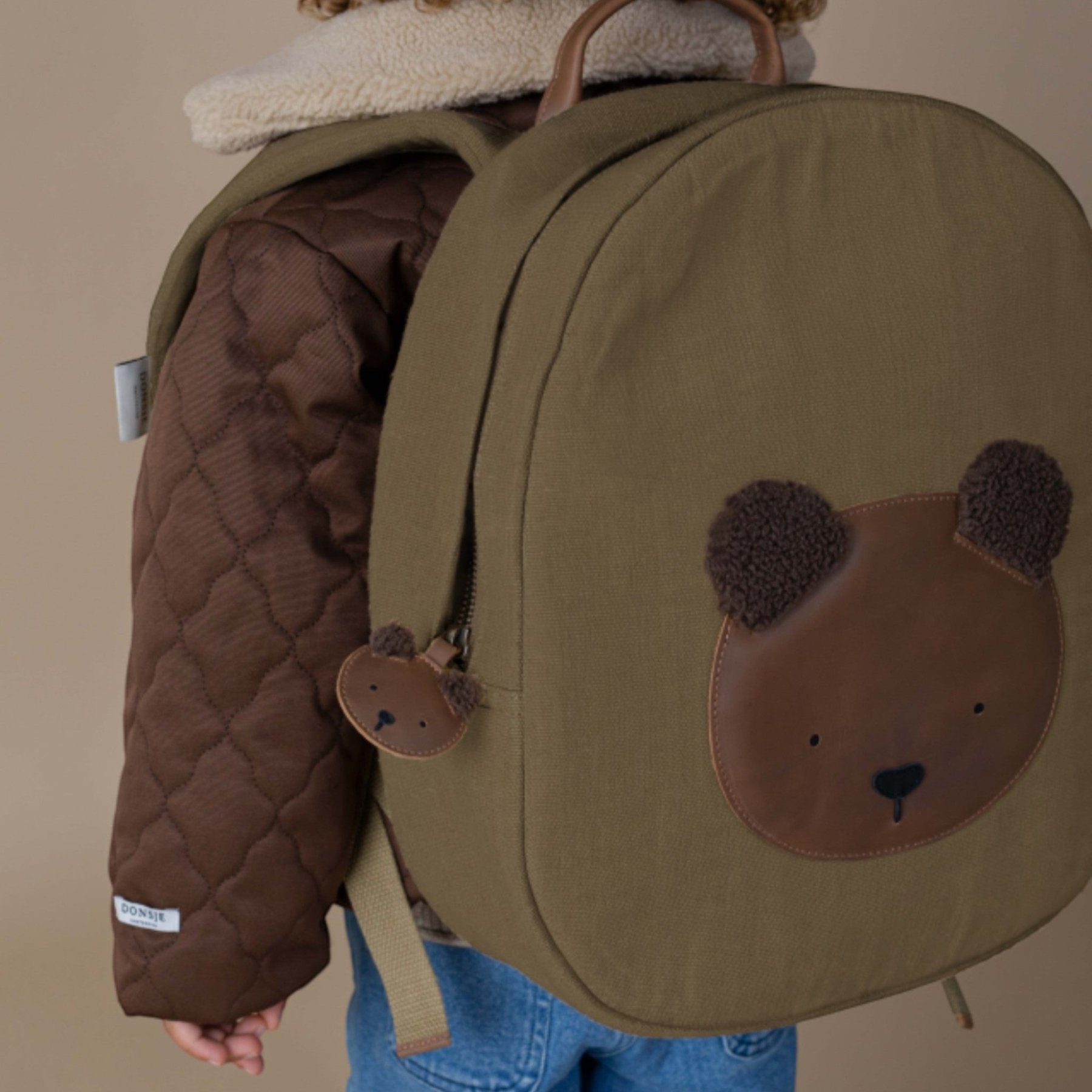 Donsje - Bags & School Bags - Pibbe Schoolbag Bear - Stone Taslan - Tummy Time
