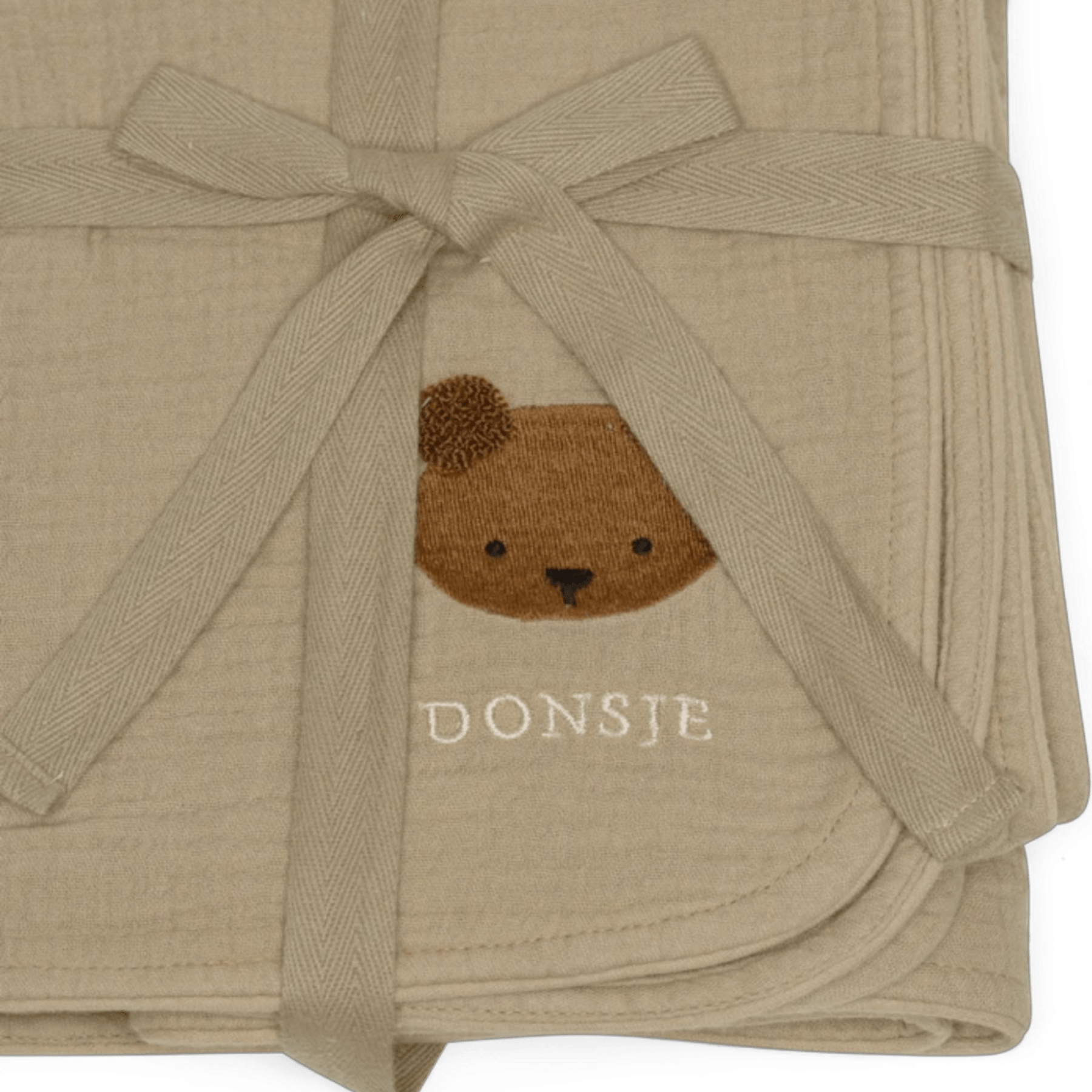 Donsje - Sleeping Bags, Blankets & Bed Bumpers - Ploekie Muslin Blanket XL Bear - Taupe - Tummy Time