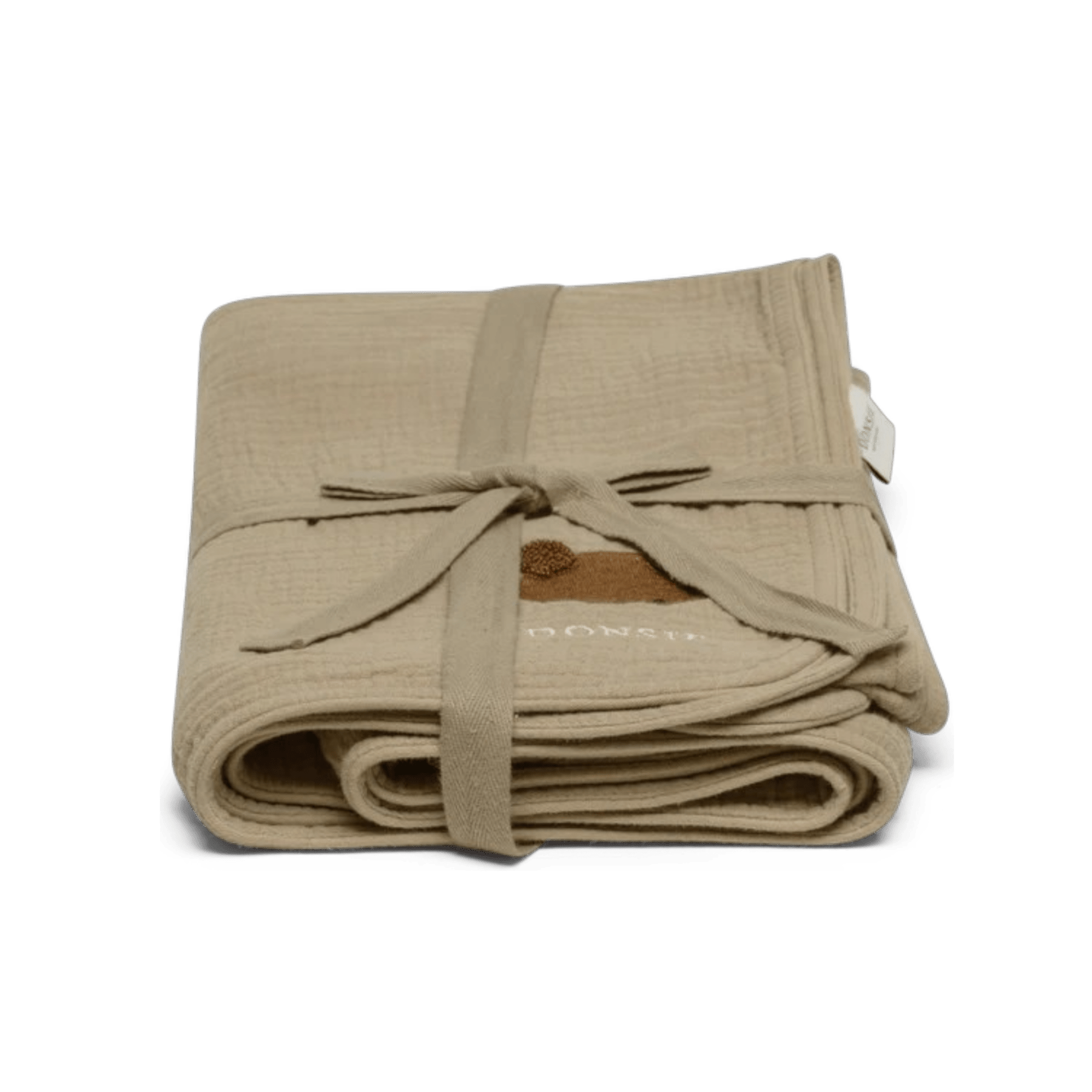 Donsje - Sleeping Bags, Blankets & Bed Bumpers - Ploekie Muslin Blanket XL Bear - Taupe - Tummy Time