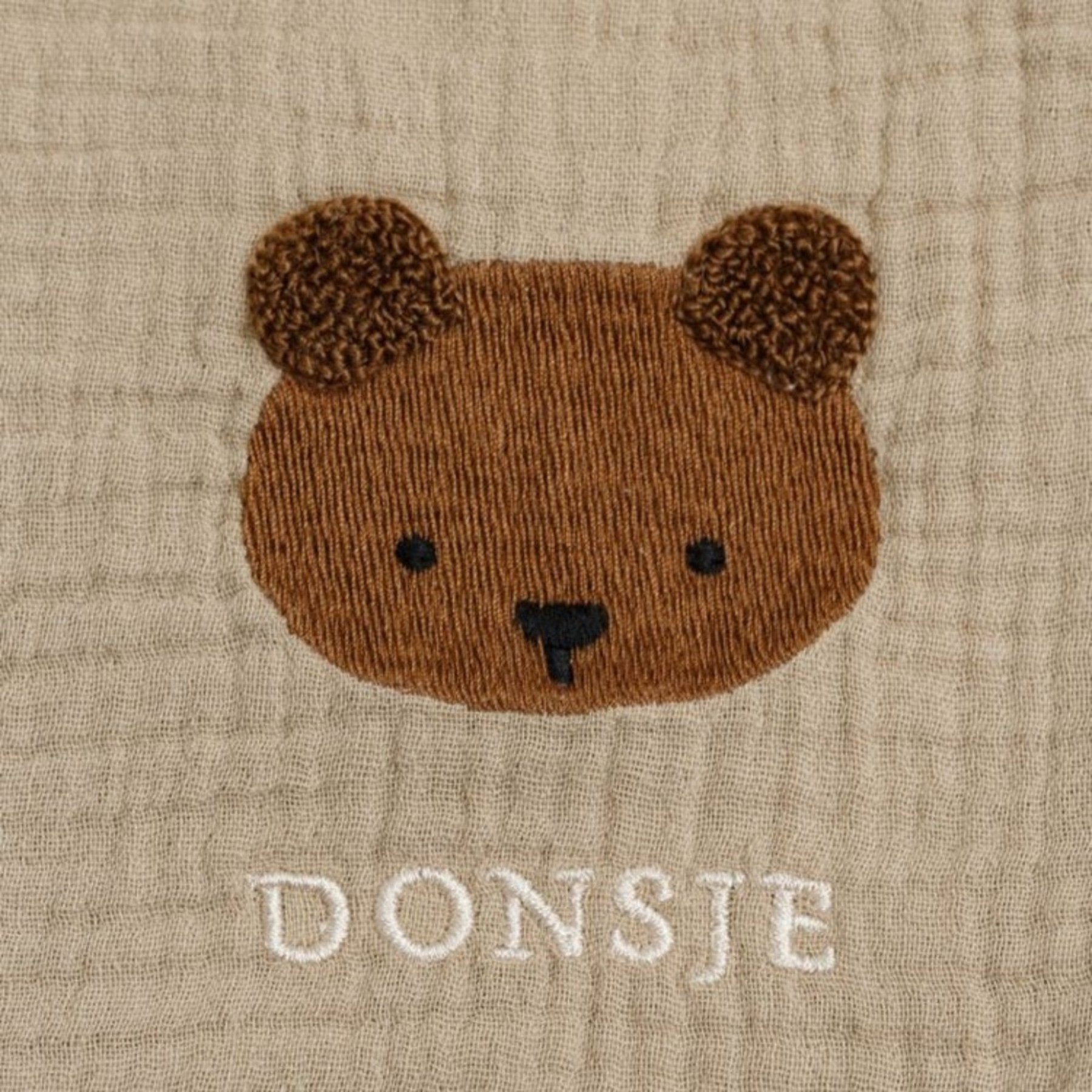 Donsje - Sleeping Bags, Blankets & Bed Bumpers - Ploekie Muslin Blanket XL Bear - Taupe - Tummy Time