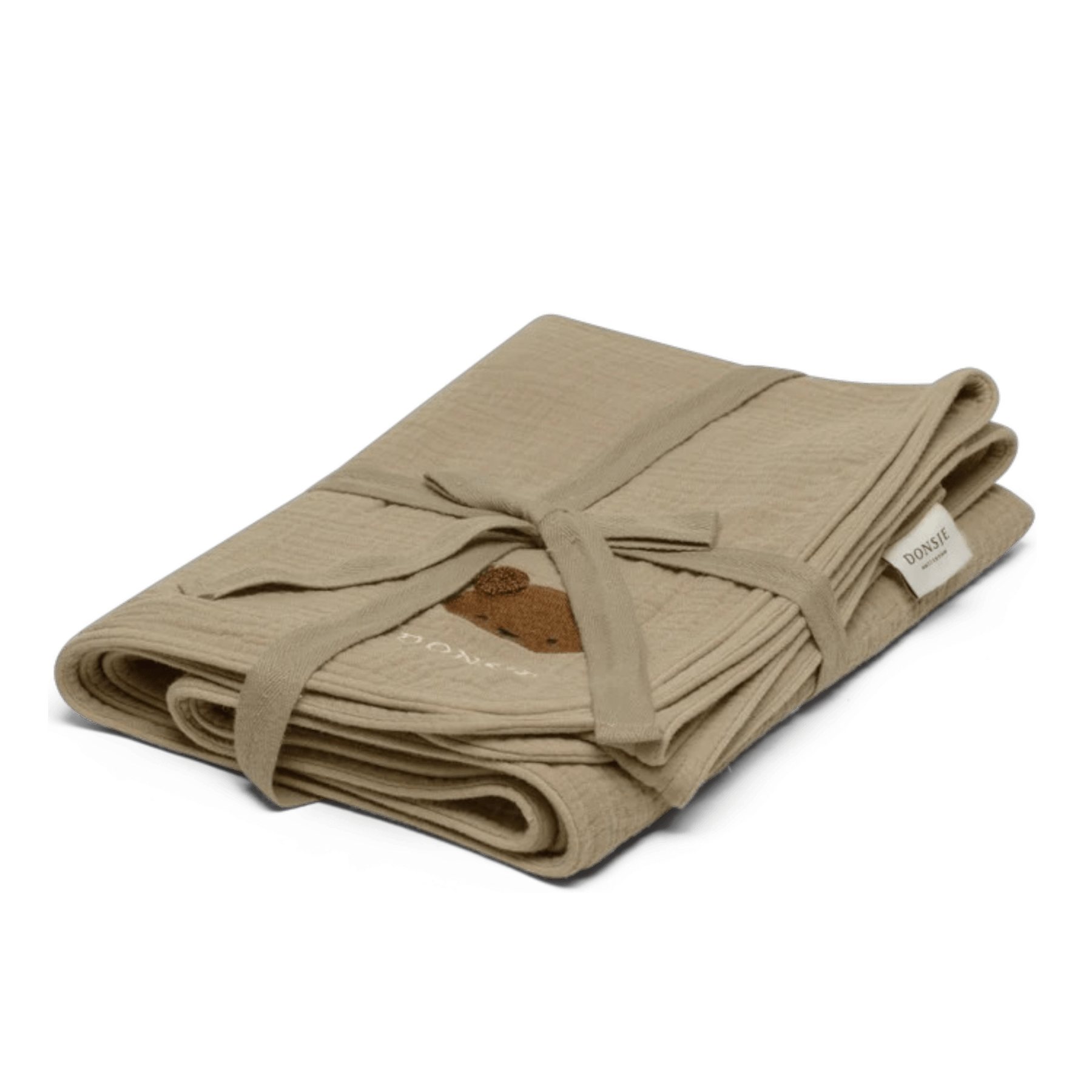 Donsje - Sleeping Bags, Blankets & Bed Bumpers - Ploekie Muslin Blanket XL Bear - Taupe - Tummy Time