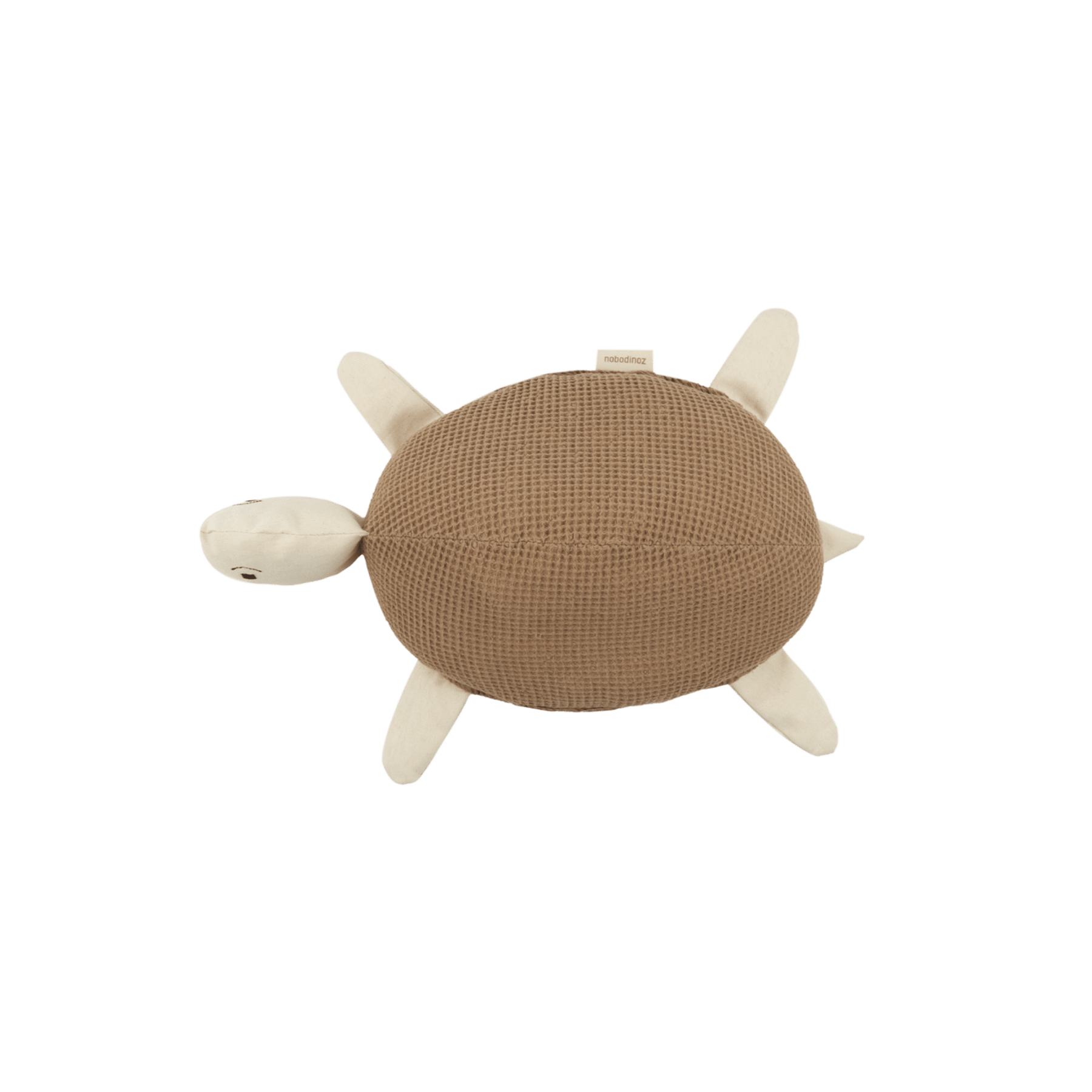 Nobodinoz - Baby & Kids Decoration - Embroidered turtle cushion in washed cotton Wabi - Sabi - Tummy Time