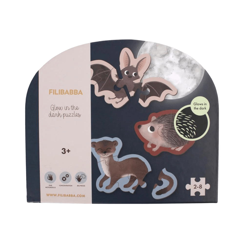 Filibabba - Baby & Kids Puzzles - Glow in the Dark Puzzle - Forest Friends - Tummy Time