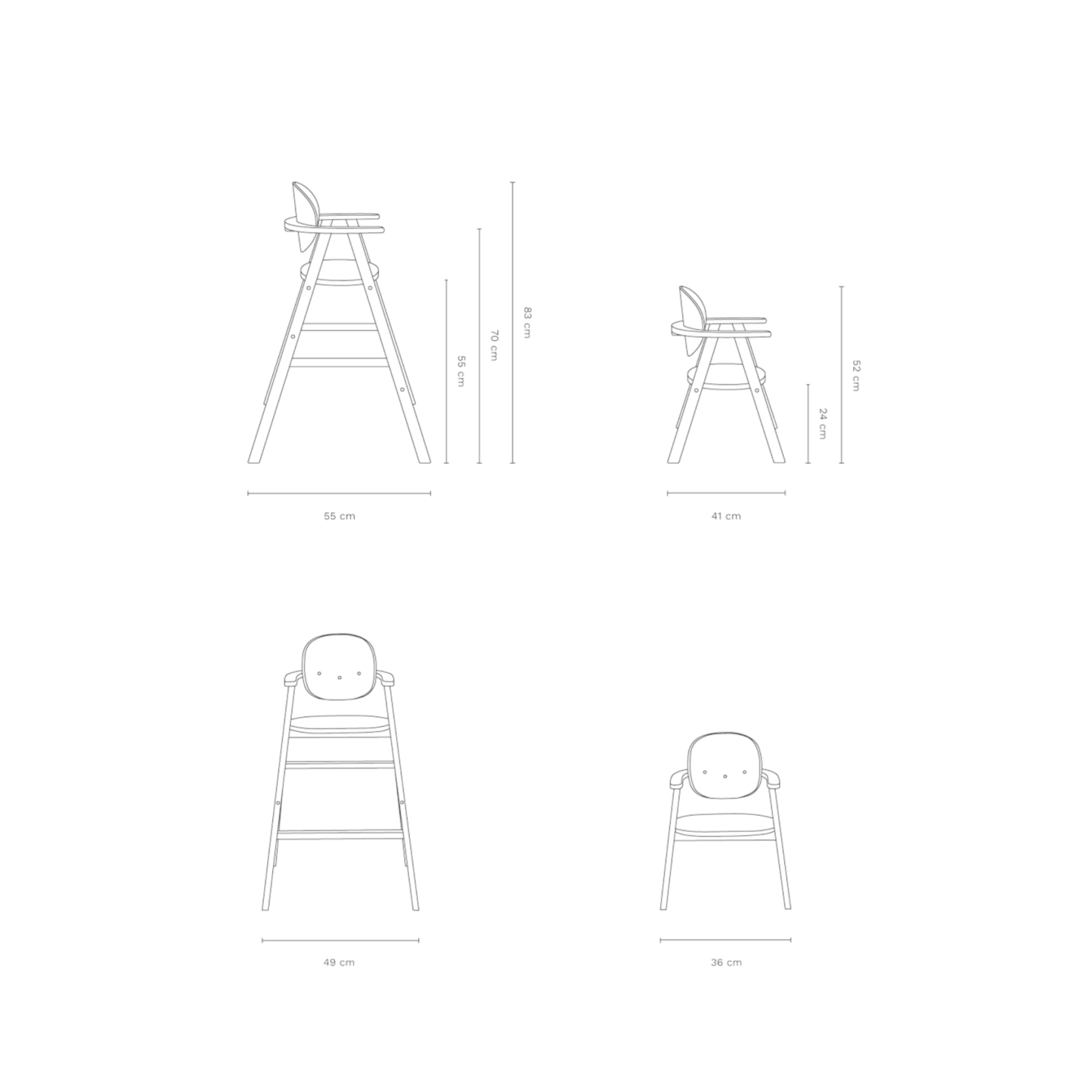 Nobodinoz - Baby Highchairs - Growing Green evolving chair 3 in 1 - Beech Wood - Tummy Time