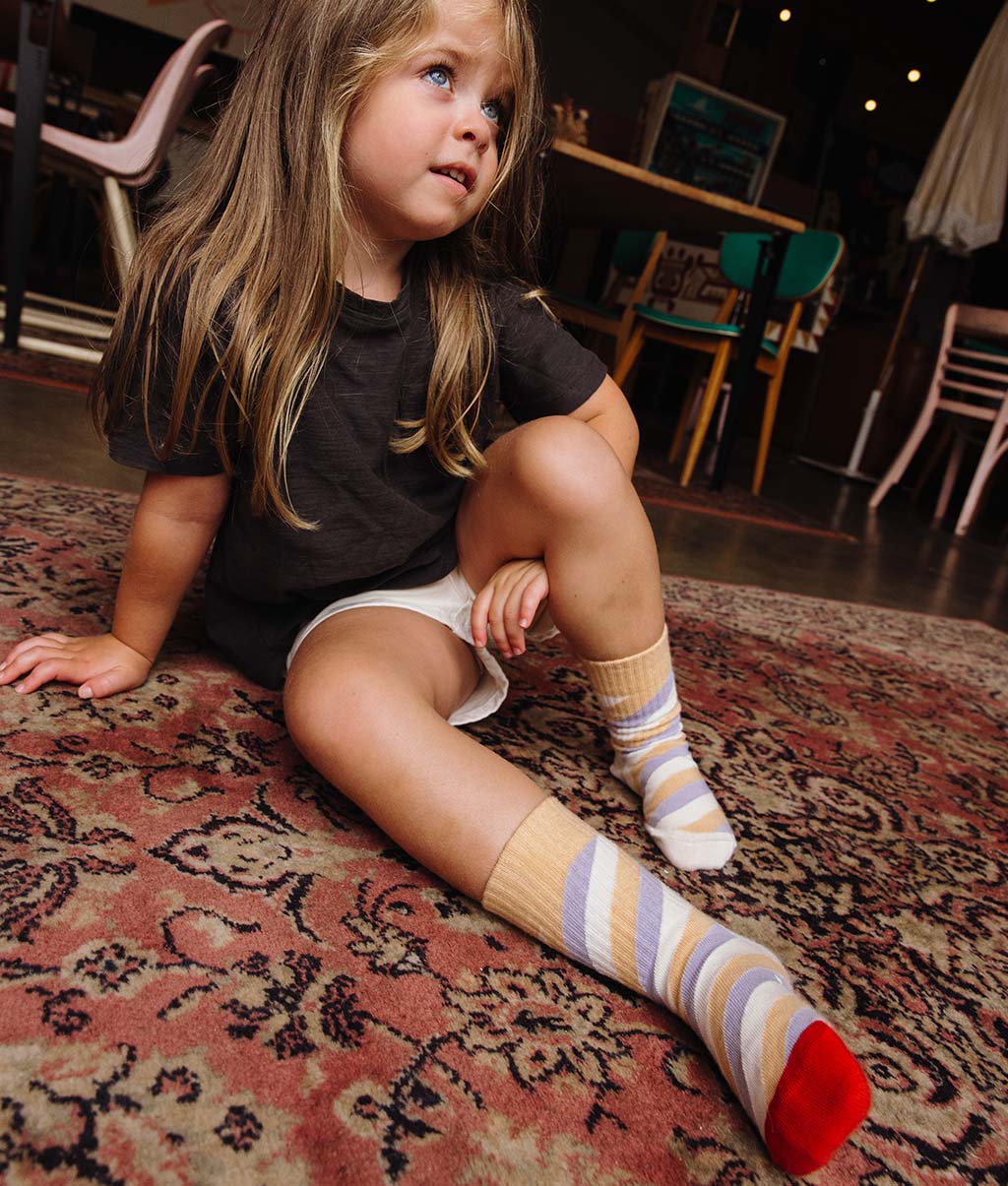 Hello Hossy - Baby Socks & Underwear - Violette Socks - Purple / Pink / Beige - Tummy Time