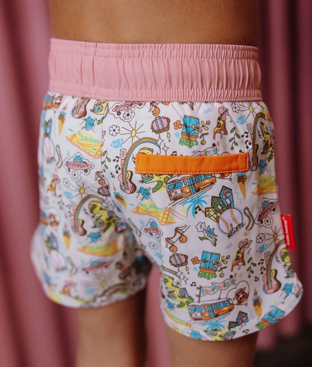Hello Hossy - Baby Swimwear - San Francisco Swim Shorts - Rose - Tummy Time