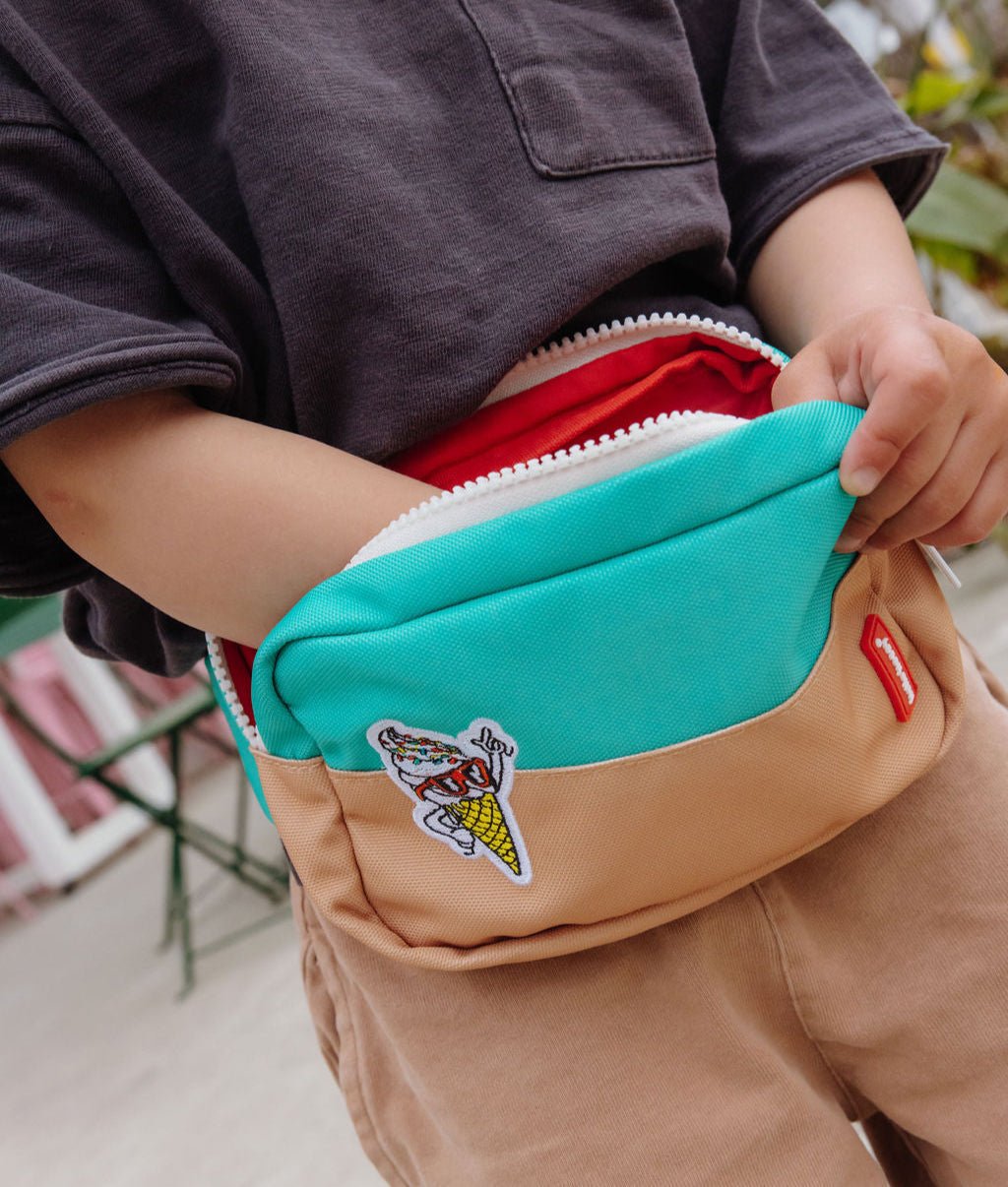 Hello Hossy - Bags & School Bags - Mini Gelato Fanny Pack - Blue / Beige - Tummy Time