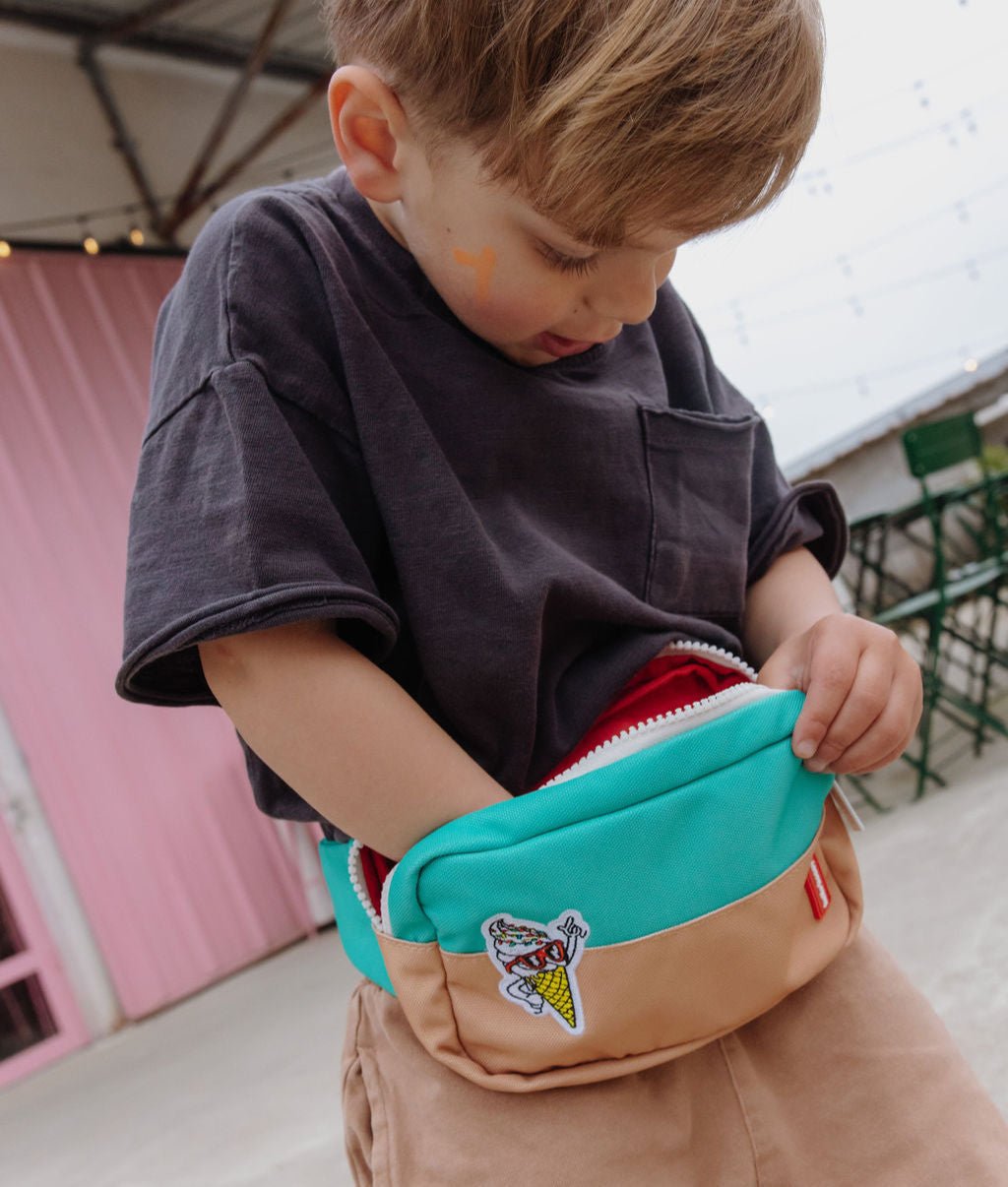 Hello Hossy - Bags & School Bags - Mini Gelato Fanny Pack - Blue / Beige - Tummy Time
