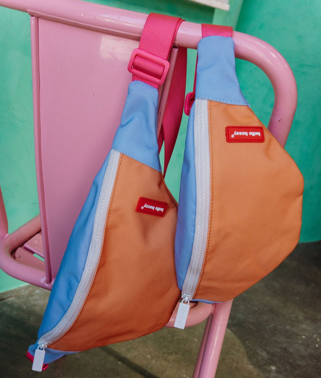 Hello Hossy - Bags & School Bags - Mini Indiana Fanny Pack - Orange / Blue / Pink - Tummy Time