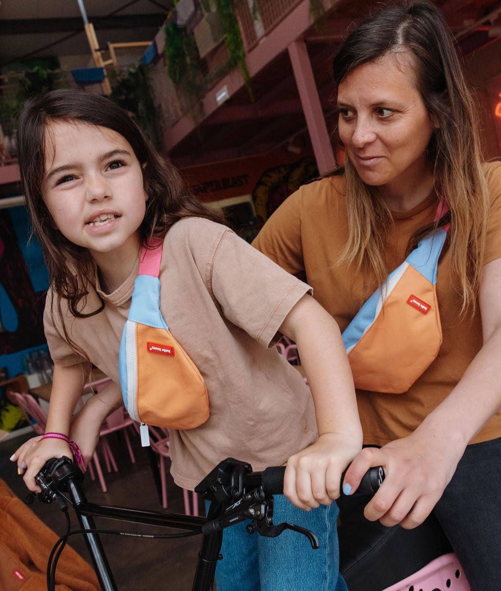 Hello Hossy - Bags & School Bags - Mini Indiana Fanny Pack - Orange / Blue / Pink - Tummy Time