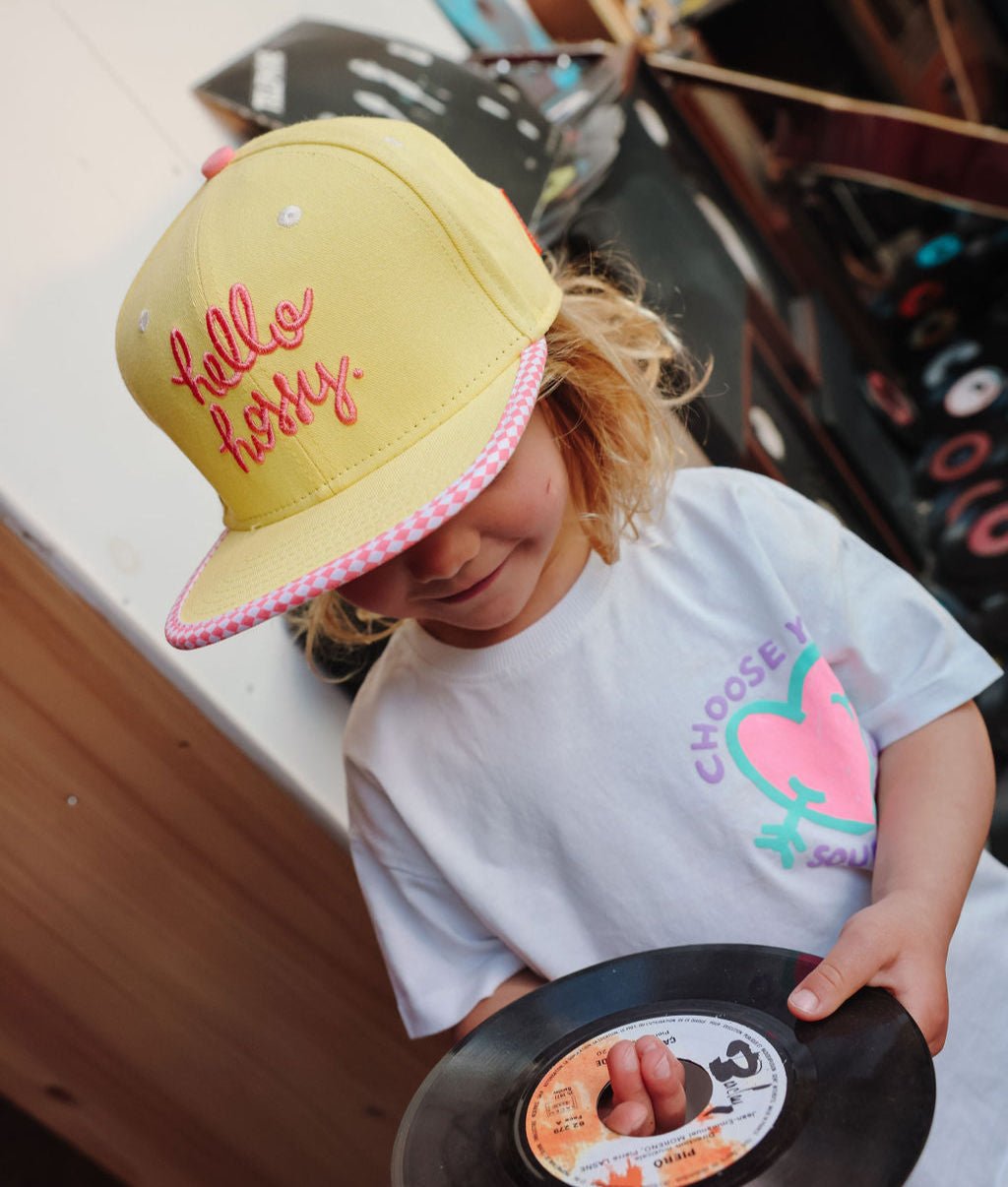 Hello Hossy - Hats, Caps & Beanies - Chessy Pink Cap - Yellow / Pink - Tummy Time