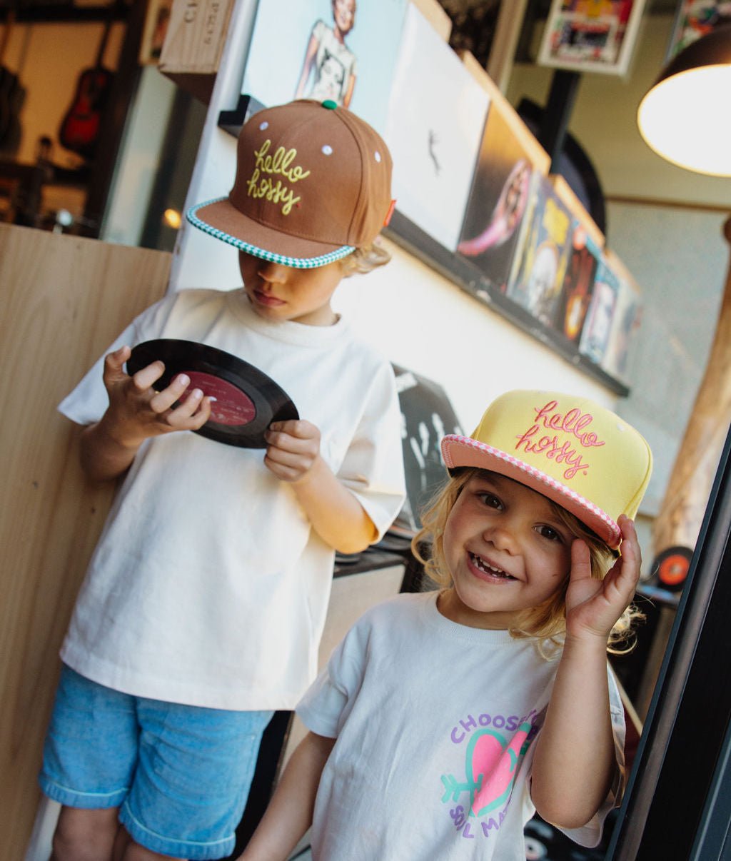 Hello Hossy - Hats, Caps & Beanies - Chessy Pink Cap - Yellow / Pink - Tummy Time