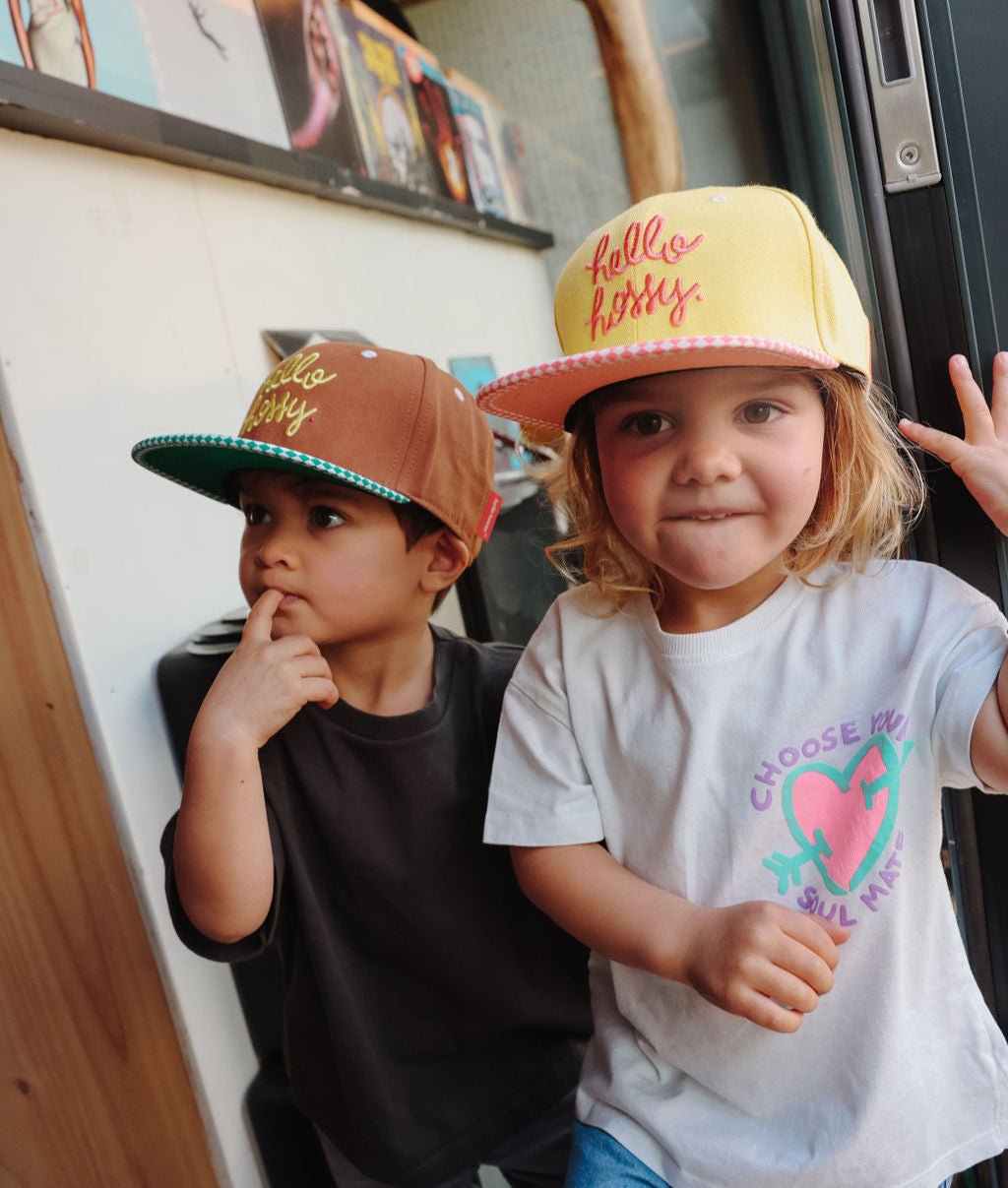 Hello Hossy - Hats, Caps & Beanies - Chessy Pink Cap - Yellow / Pink - Tummy Time