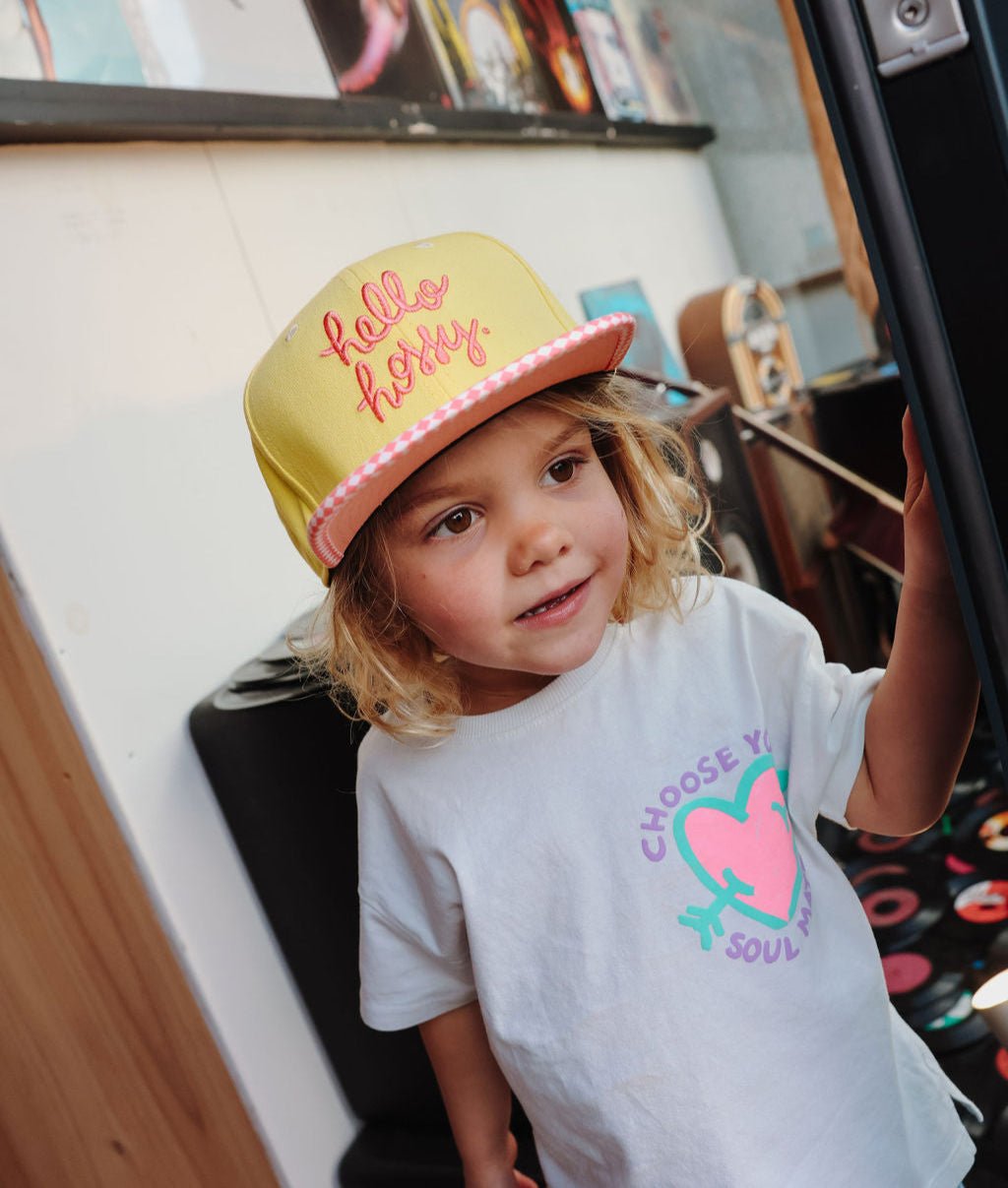 Hello Hossy - Hats, Caps & Beanies - Chessy Pink Cap - Yellow / Pink - Tummy Time