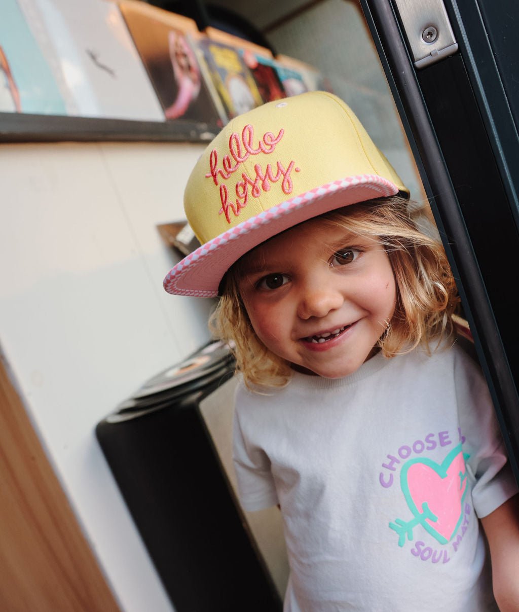 Hello Hossy - Hats, Caps & Beanies - Chessy Pink Cap - Yellow / Pink - Tummy Time