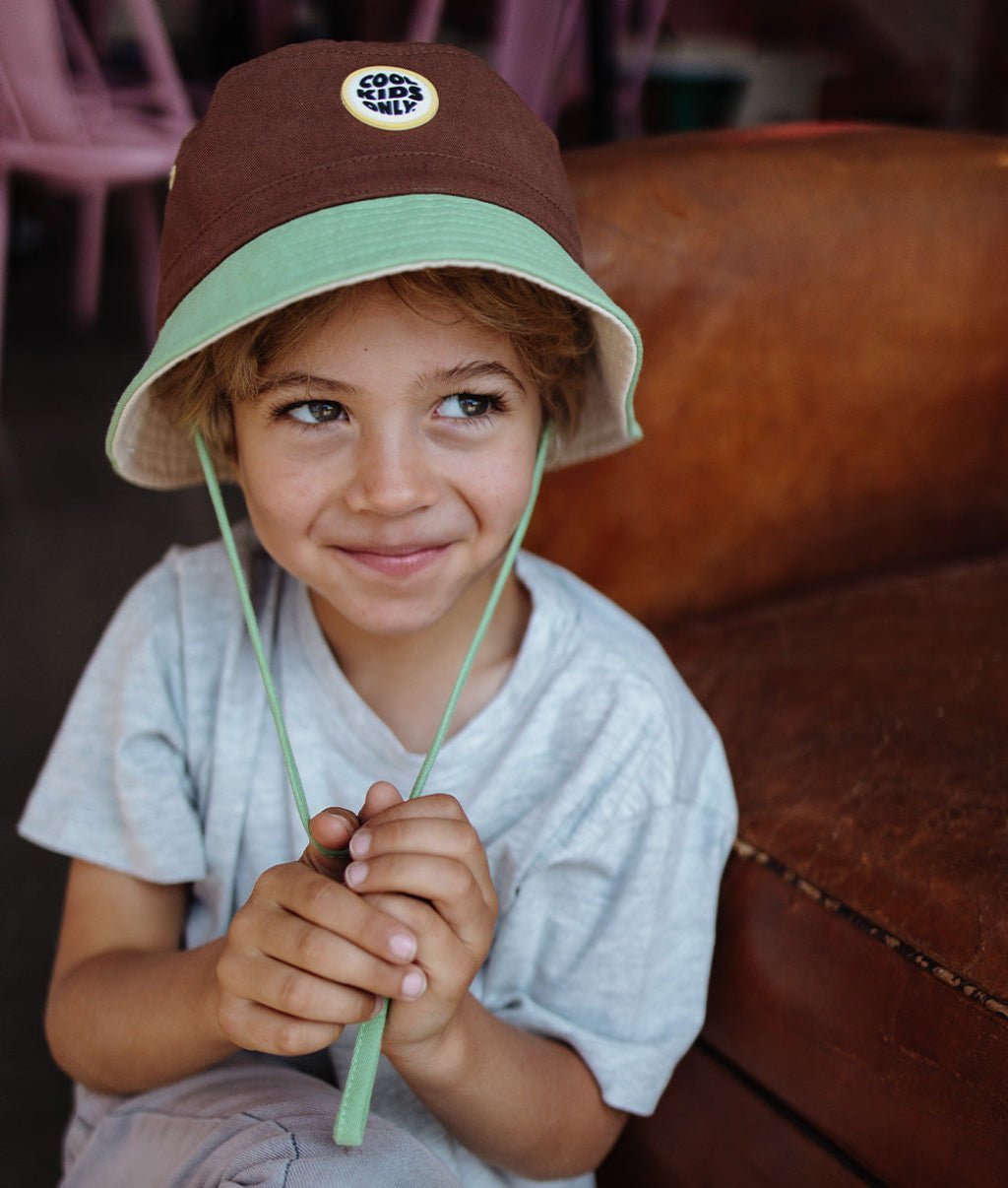 Hello Hossy - Hats, Caps & Beanies - Mini Tree Bucket Hat - Brown / Green - Tummy Time