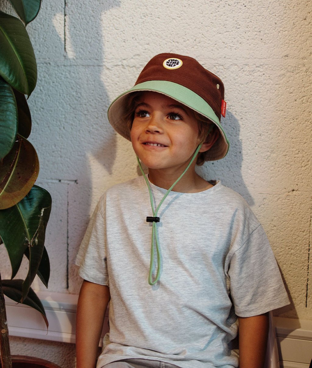 Hello Hossy - Hats, Caps & Beanies - Mini Tree Bucket Hat - Brown / Green - Tummy Time