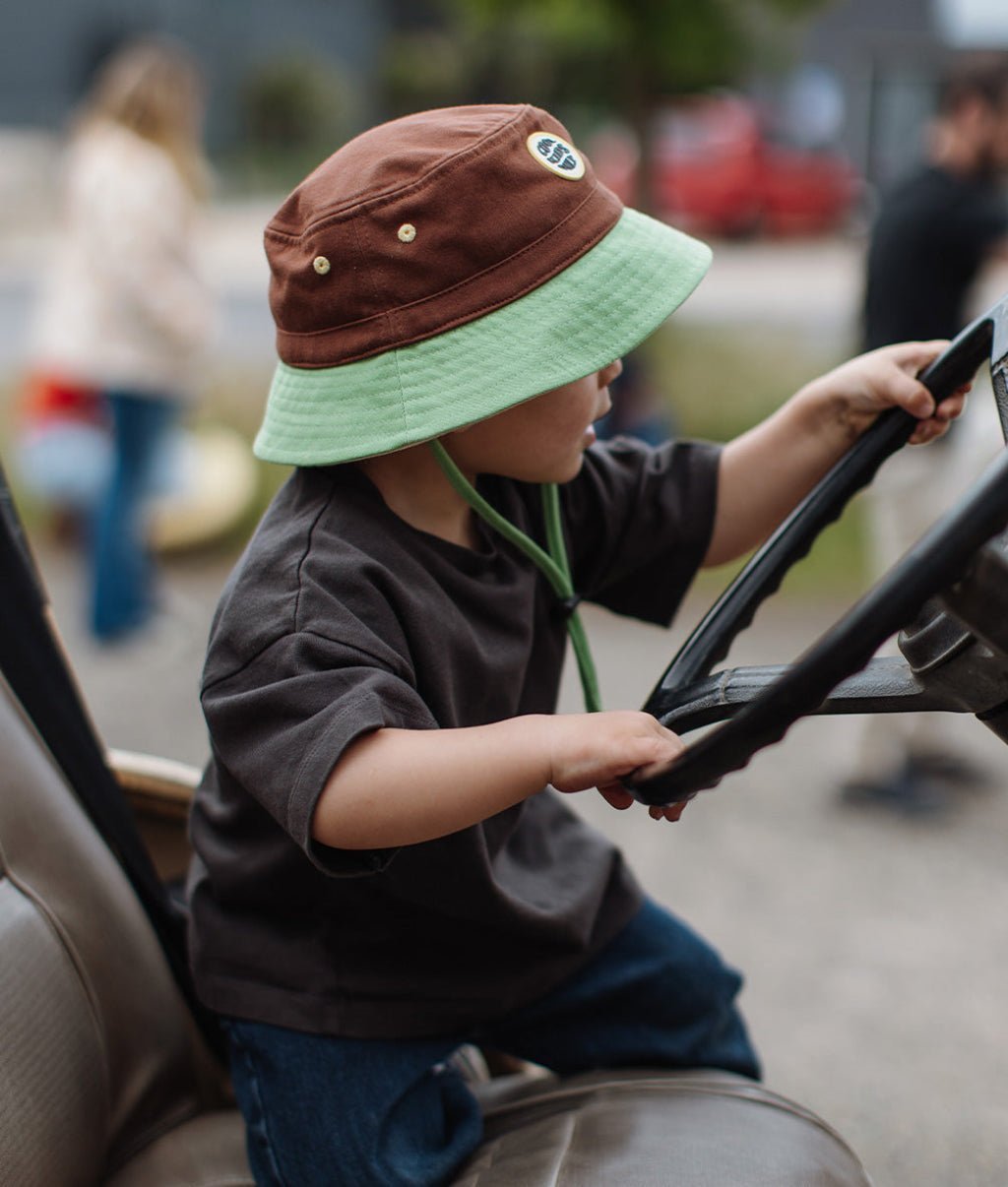 Hello Hossy - Hats, Caps & Beanies - Mini Tree Bucket Hat - Brown / Green - Tummy Time