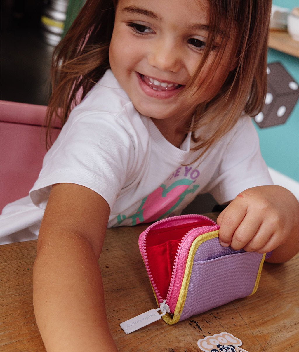 Hello Hossy - Kids Small Accessories - Mini Mauve Coin Purse - Purple / Yellow / Pink - Tummy Time