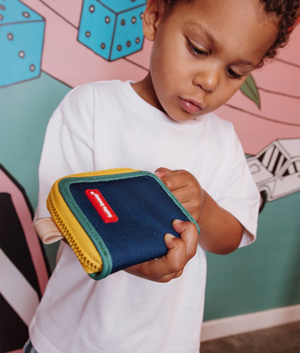 Hello Hossy - Kids Small Accessories - Mini Night Coin Purse - Midnight Blue / Green / Yellow - Tummy Time