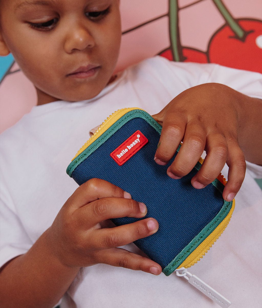 Hello Hossy - Kids Small Accessories - Mini Night Coin Purse - Midnight Blue / Green / Yellow - Tummy Time