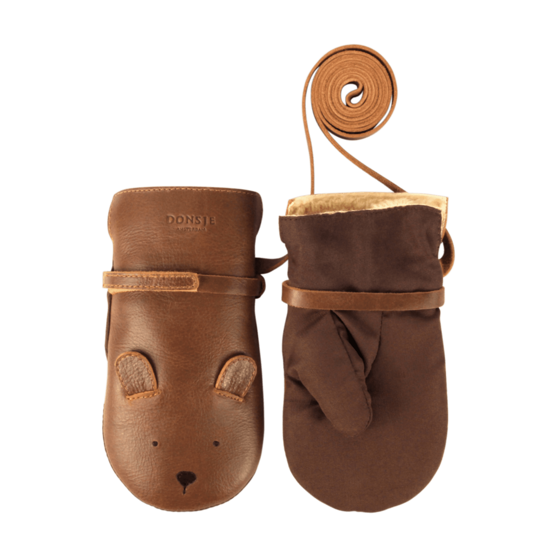 Donsje - Mittens, Gloves & Scarves - Kapi Classic Mittens Bear - Cognac Classic Leather - Tummy Time